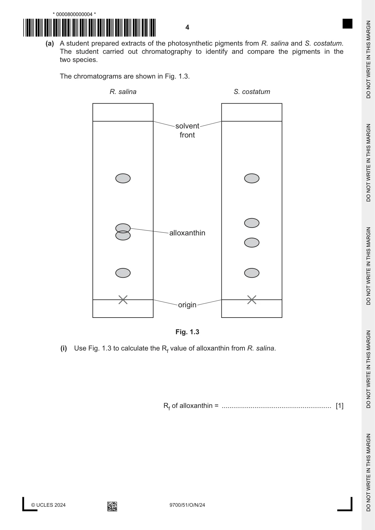 Cambridge A Level Biology 9700 2024 Oct/Nov Paper 5 · Variant 1 question paper, page 4 of 16