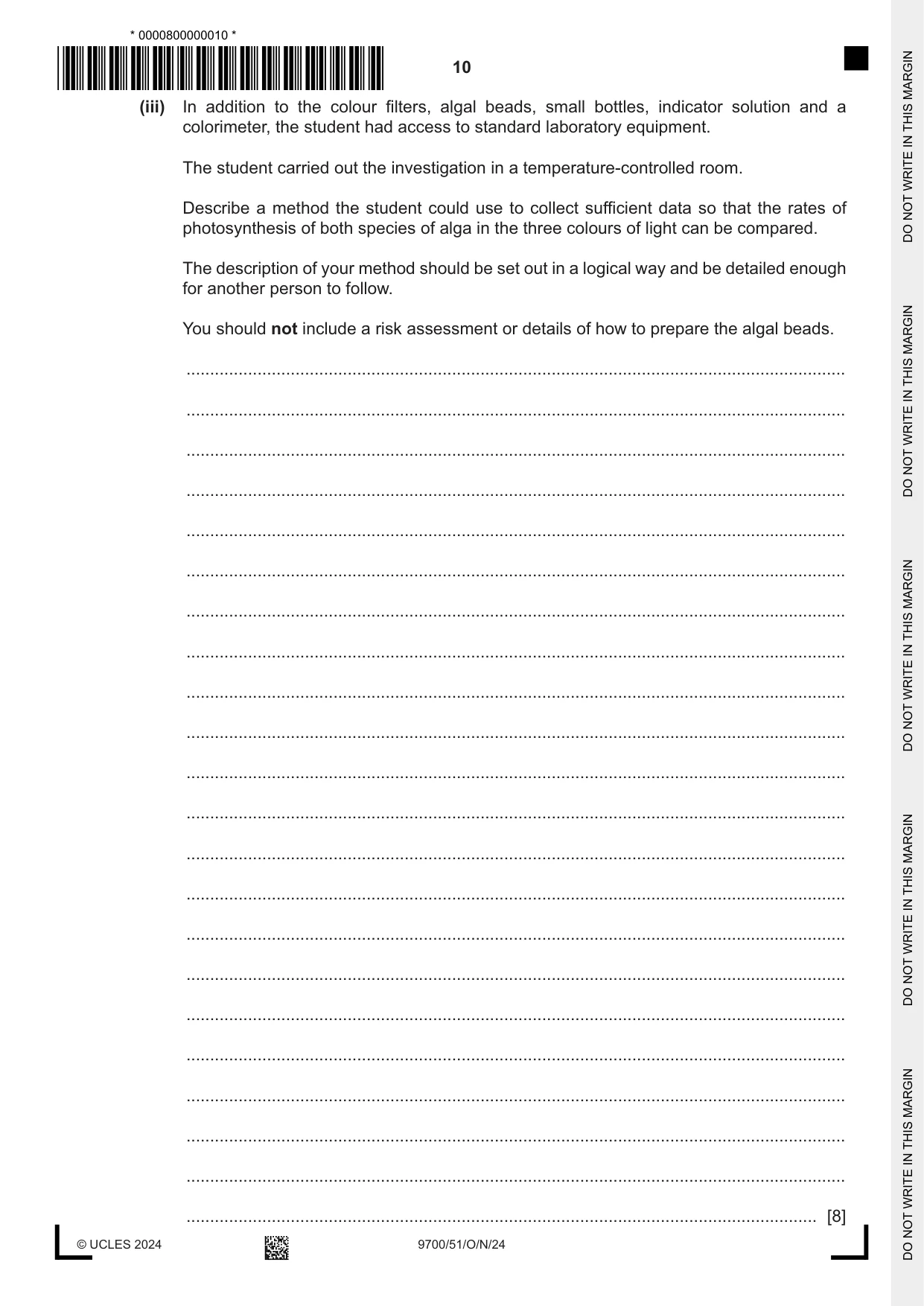 Cambridge A Level Biology 9700 2024 Oct/Nov Paper 5 · Variant 1 question paper, page 10 of 16