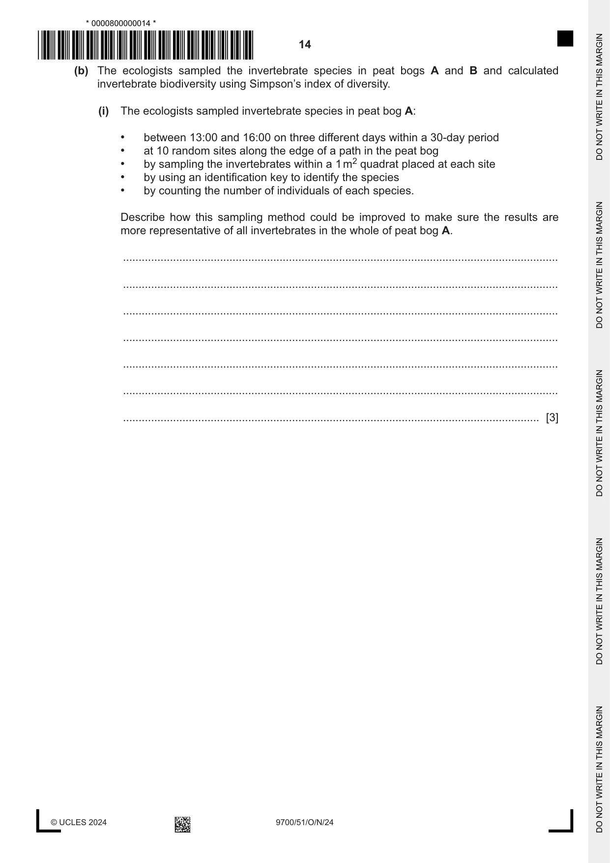 Cambridge A Level Biology 9700 2024 Oct/Nov Paper 5 · Variant 1 question paper, page 14 of 16