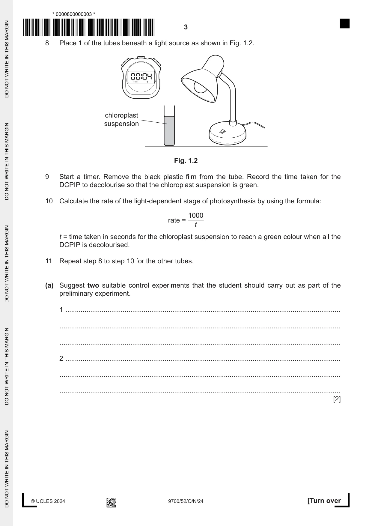 Cambridge A Level Biology 9700 2024 Oct/Nov Paper 5 · Variant 2 question paper, page 3 of 16