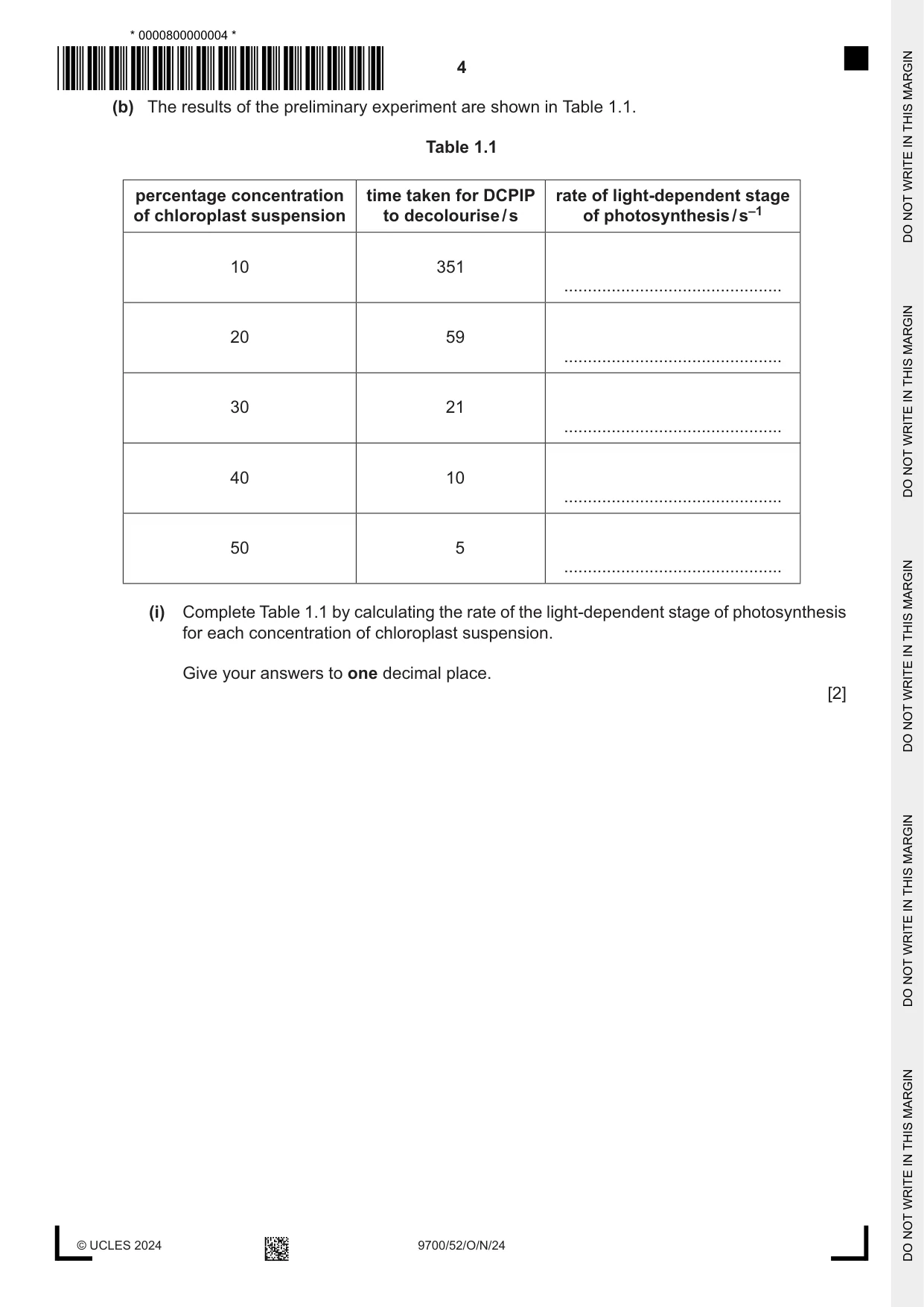 Cambridge A Level Biology 9700 2024 Oct/Nov Paper 5 · Variant 2 question paper, page 4 of 16