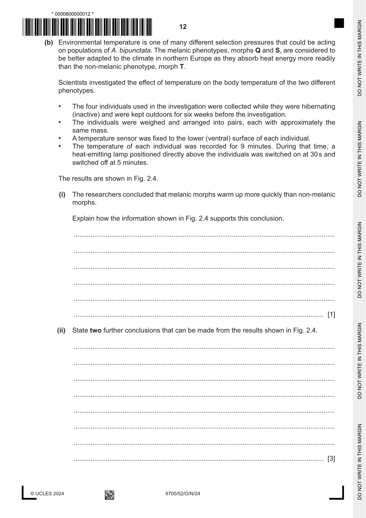 Cambridge A Level Biology 9700 2024 Oct/Nov Paper 5 · Variant 2 question paper, page 12 of 16