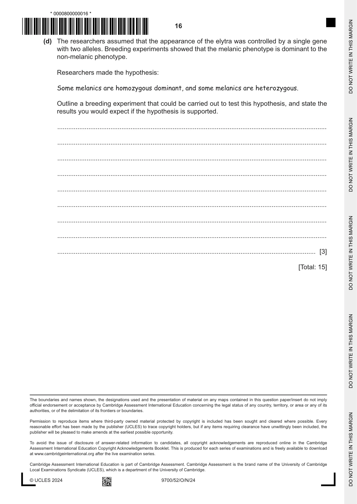 Cambridge A Level Biology 9700 2024 Oct/Nov Paper 5 · Variant 2 question paper, page 16 of 16