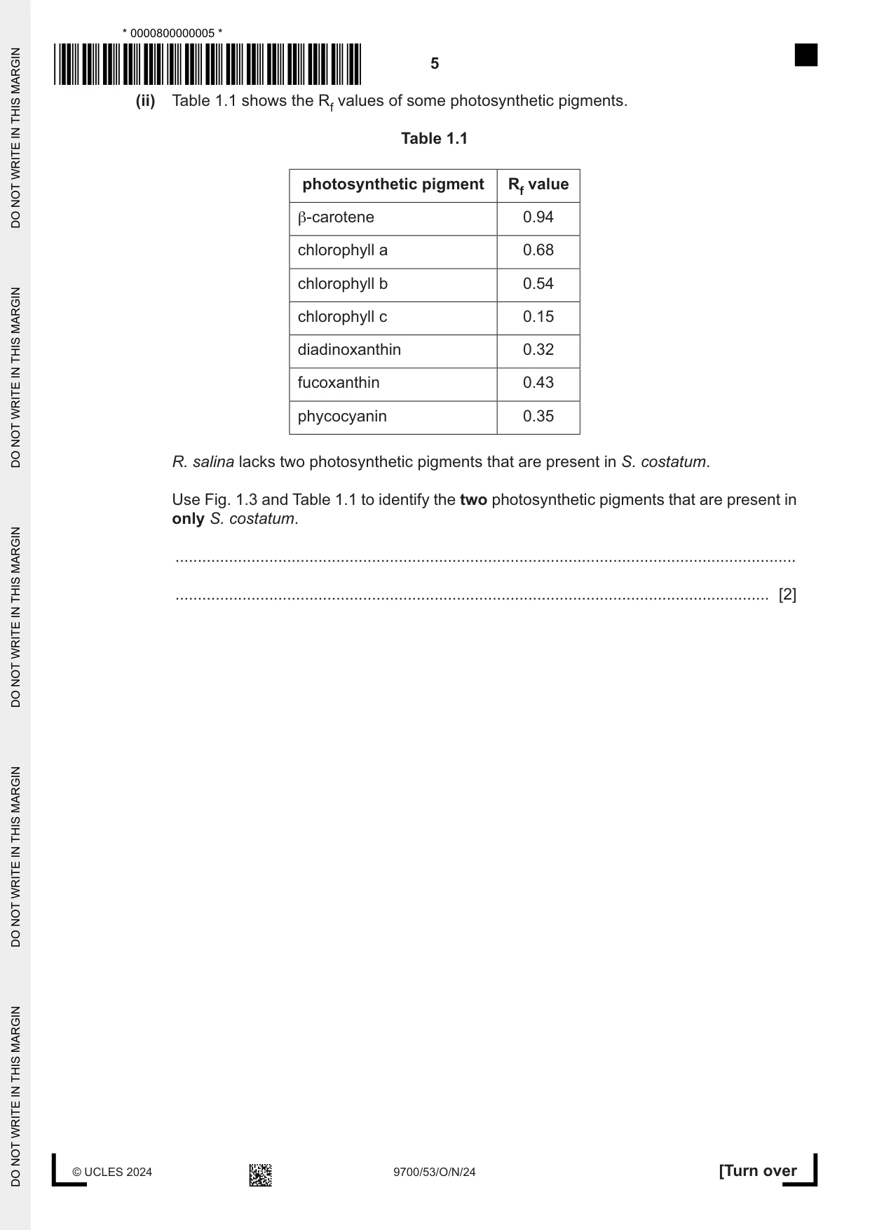Cambridge A Level Biology 9700 2024 Oct/Nov Paper 5 · Variant 3 question paper, page 5 of 16