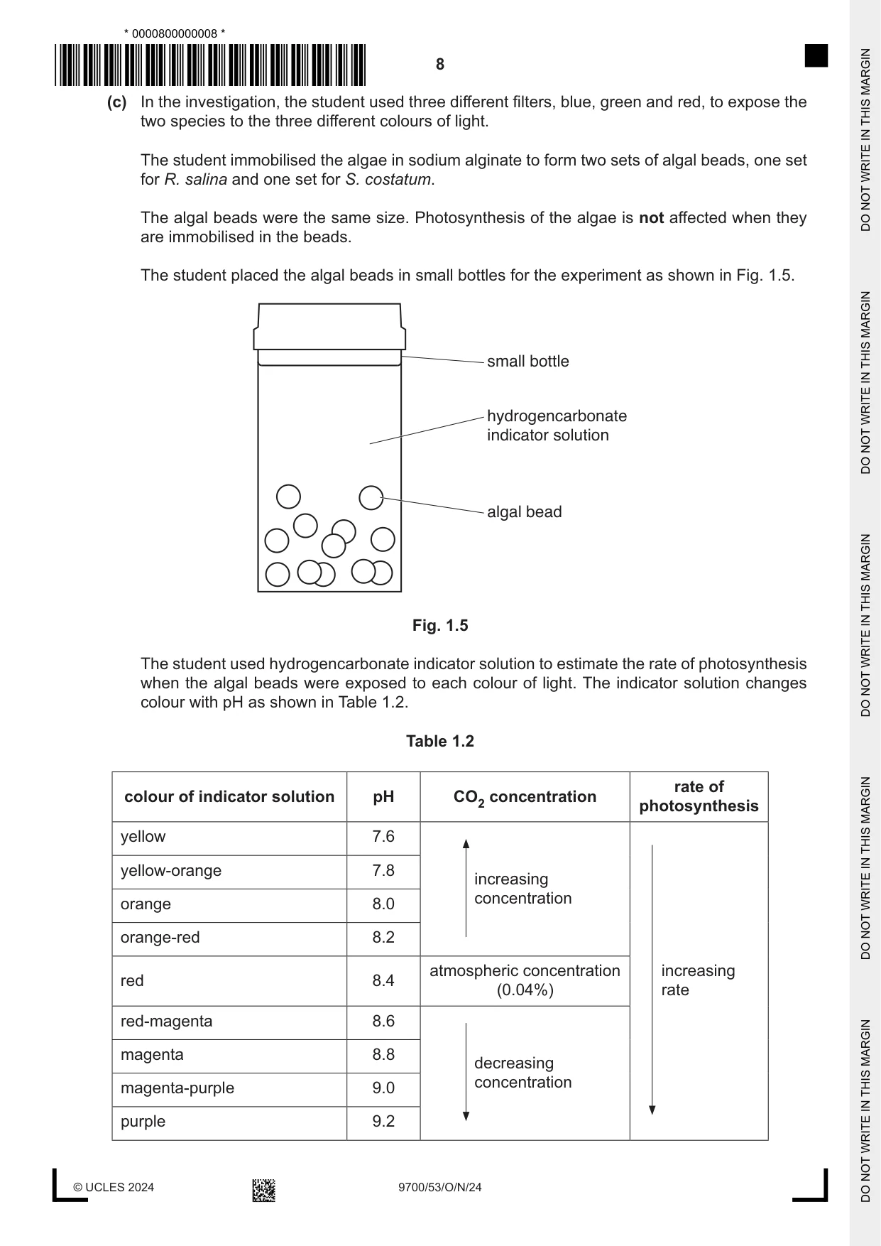 Cambridge A Level Biology 9700 2024 Oct/Nov Paper 5 · Variant 3 question paper, page 8 of 16