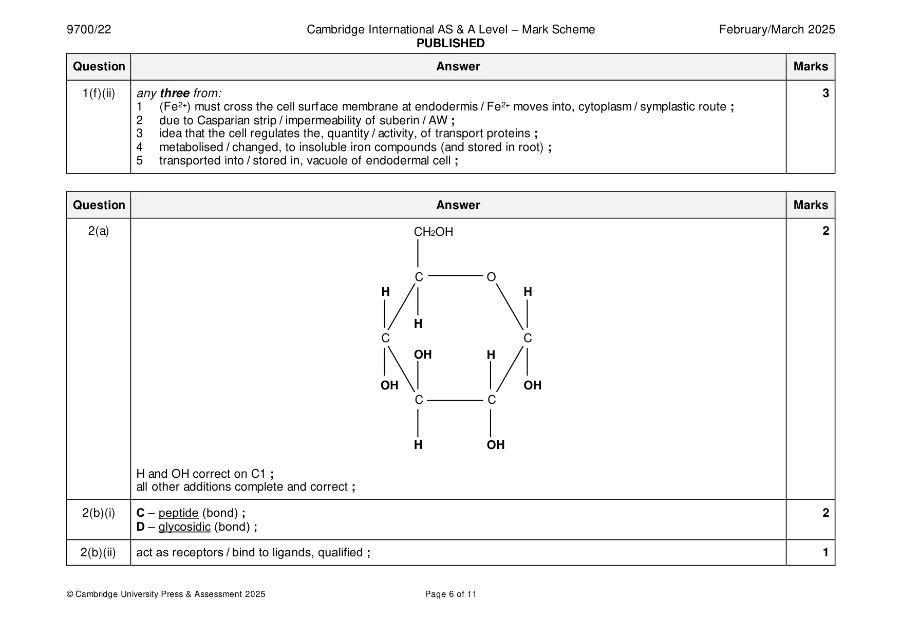 Mark scheme, page 6 of 11