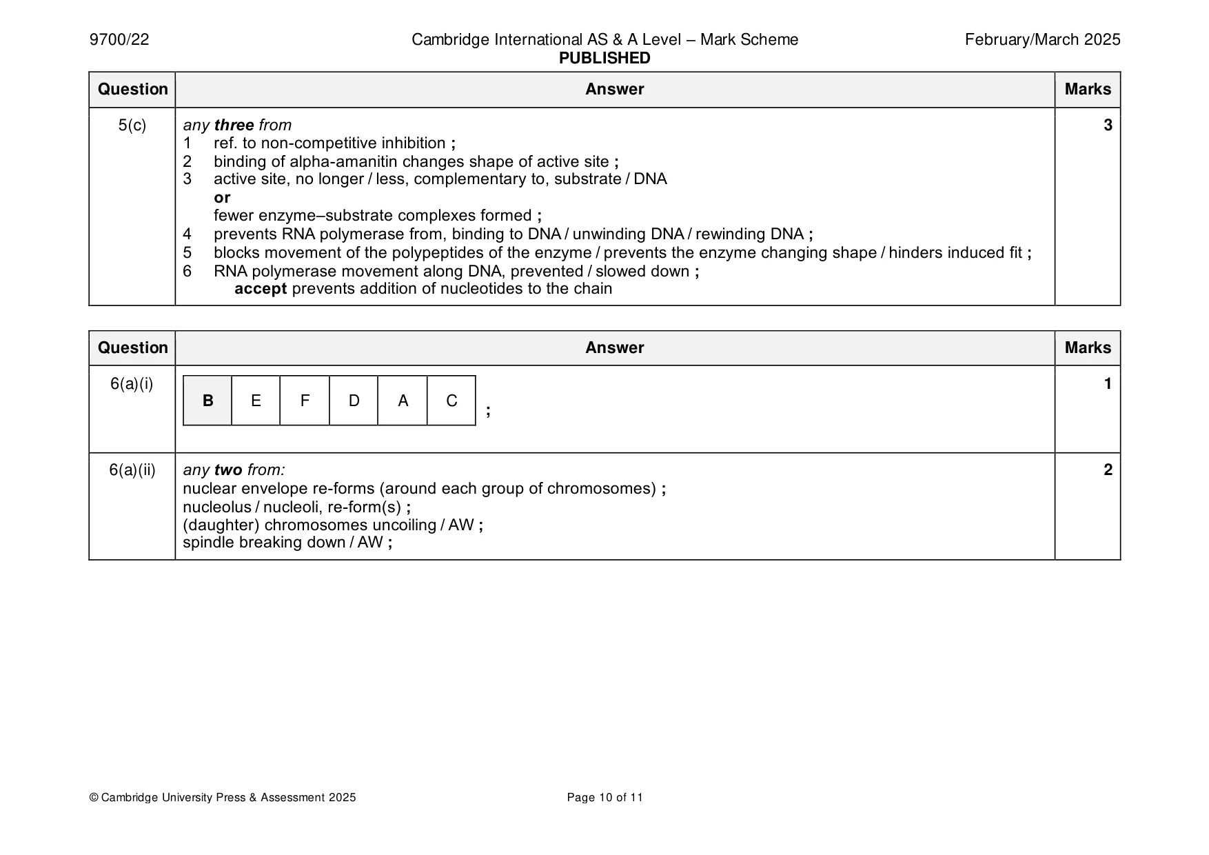 Mark scheme, page 10 of 11