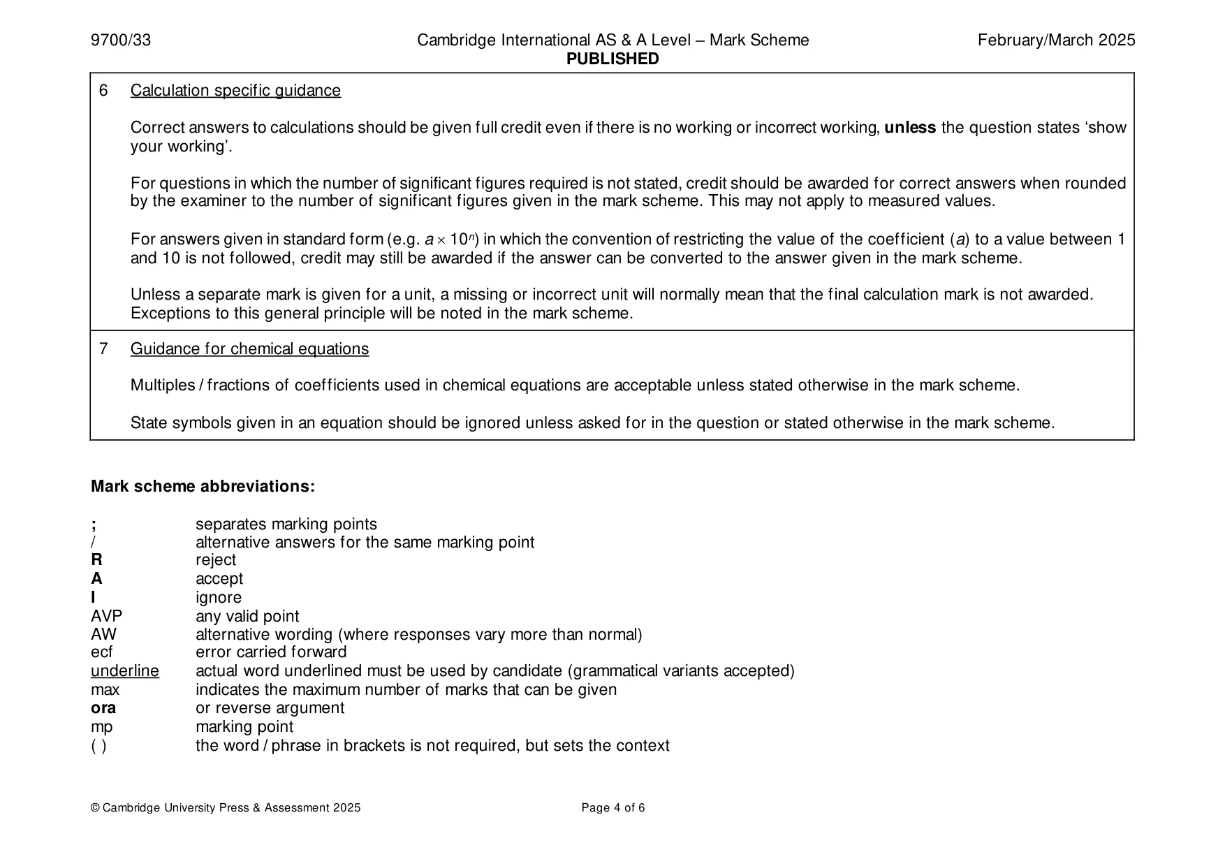 Mark scheme, page 4 of 6