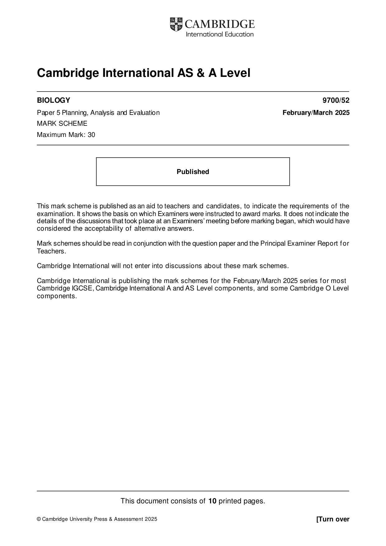 Mark scheme, page 1 of 10