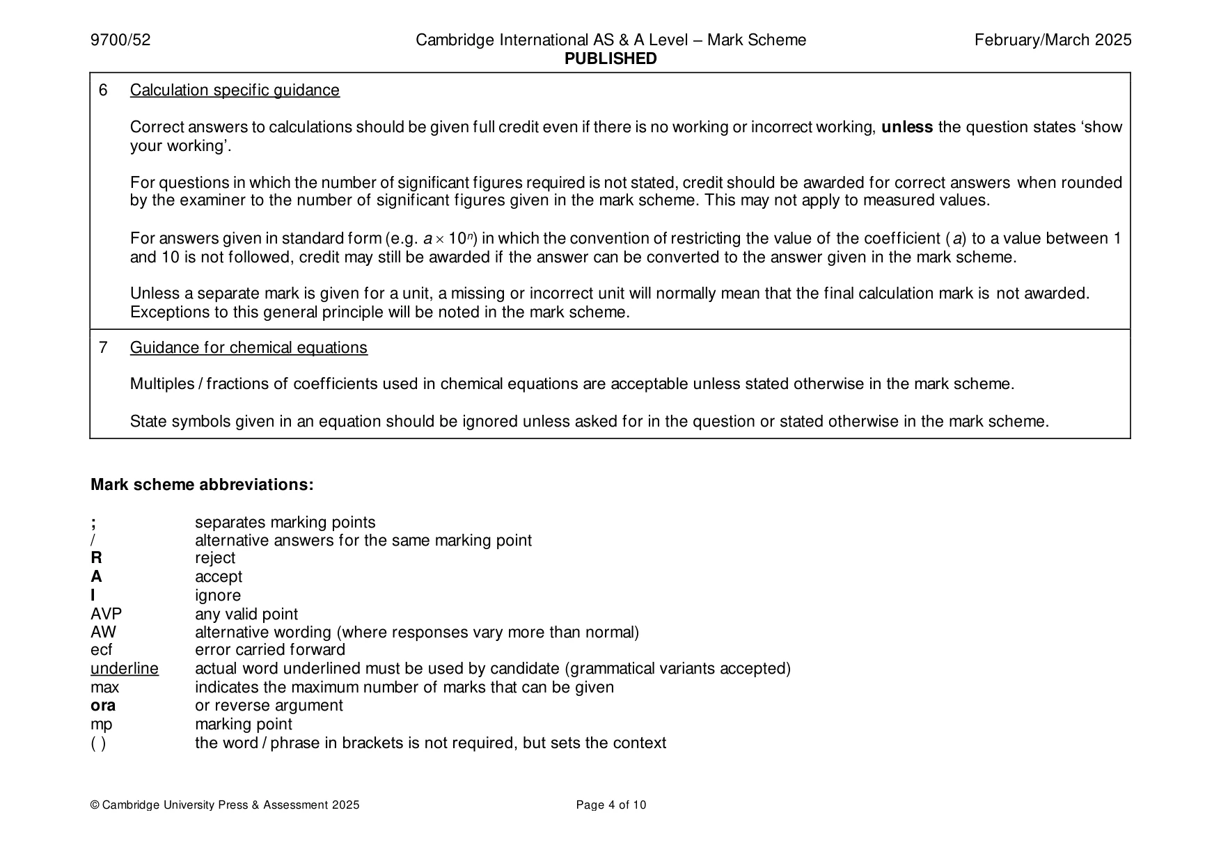 Mark scheme, page 4 of 10