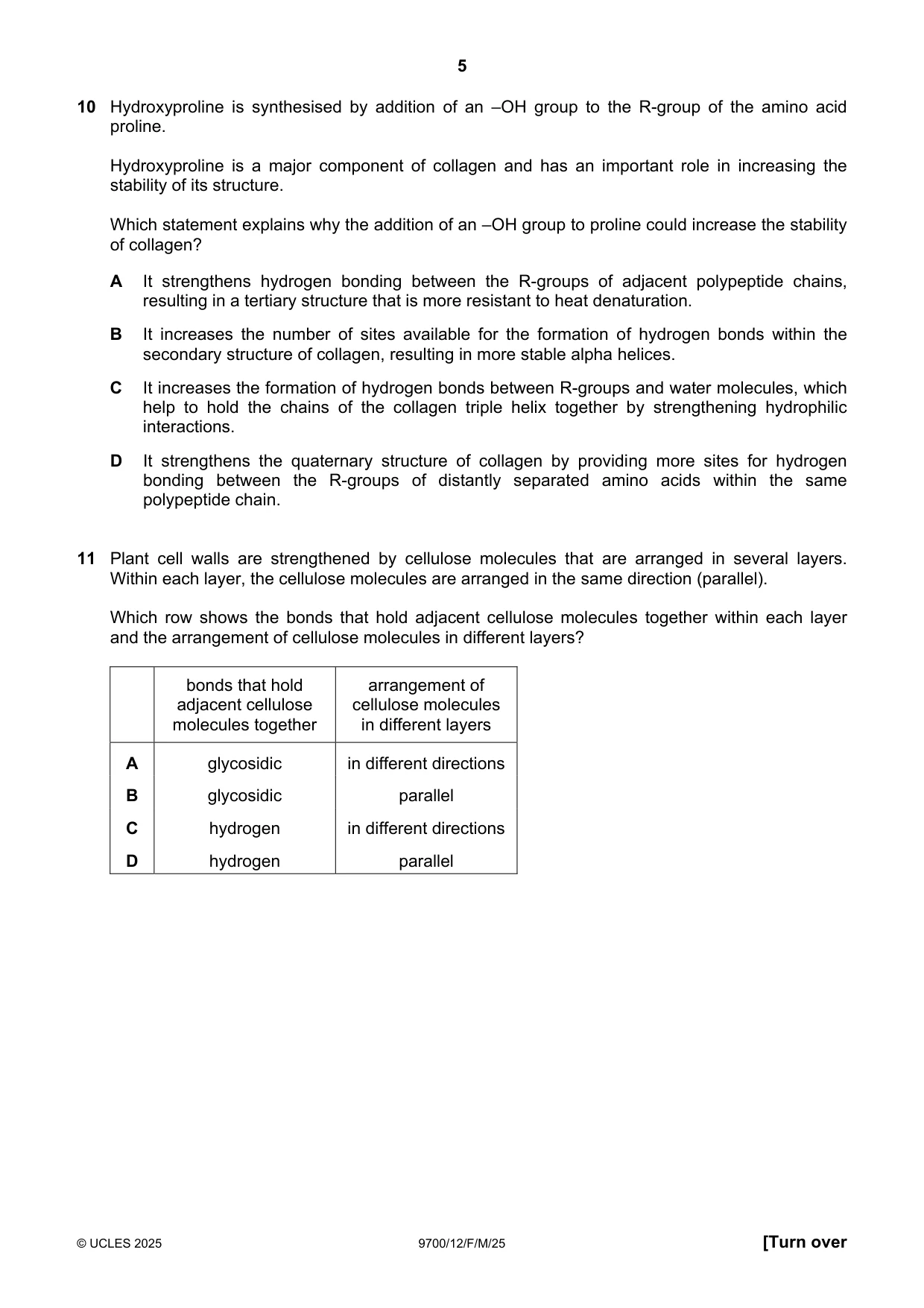 Cambridge A Level Biology 9700 2025 Feb/March Paper 1 · Variant 2 question paper, page 5 of 16