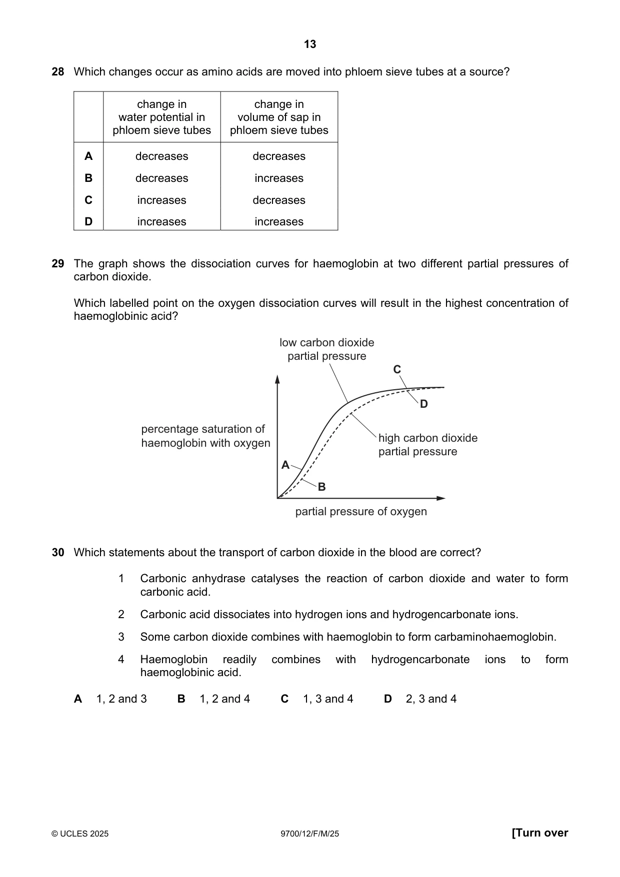 Cambridge A Level Biology 9700 2025 Feb/March Paper 1 · Variant 2 question paper, page 13 of 16