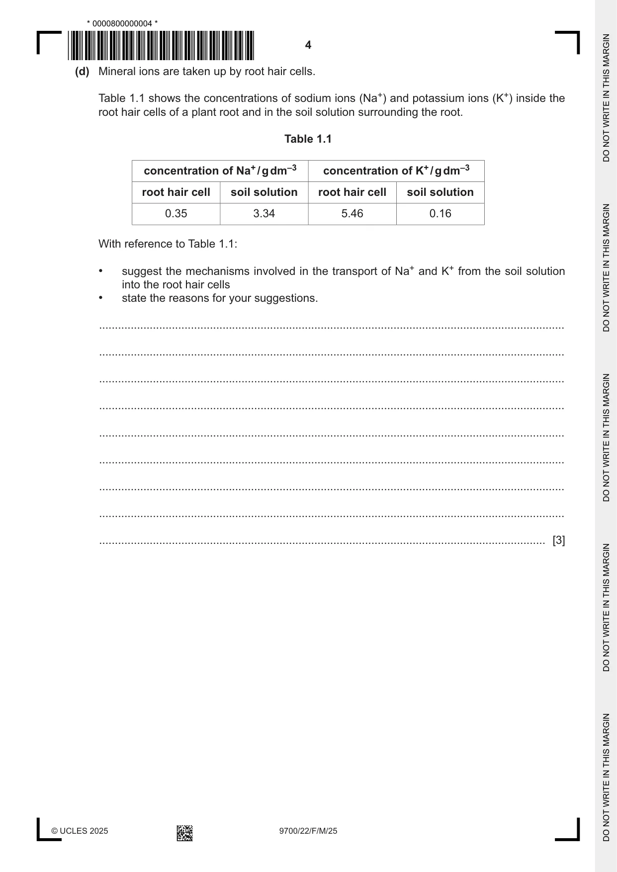 Cambridge A Level Biology 9700 2025 Feb/March Paper 2 · Variant 2 question paper, page 4 of 24
