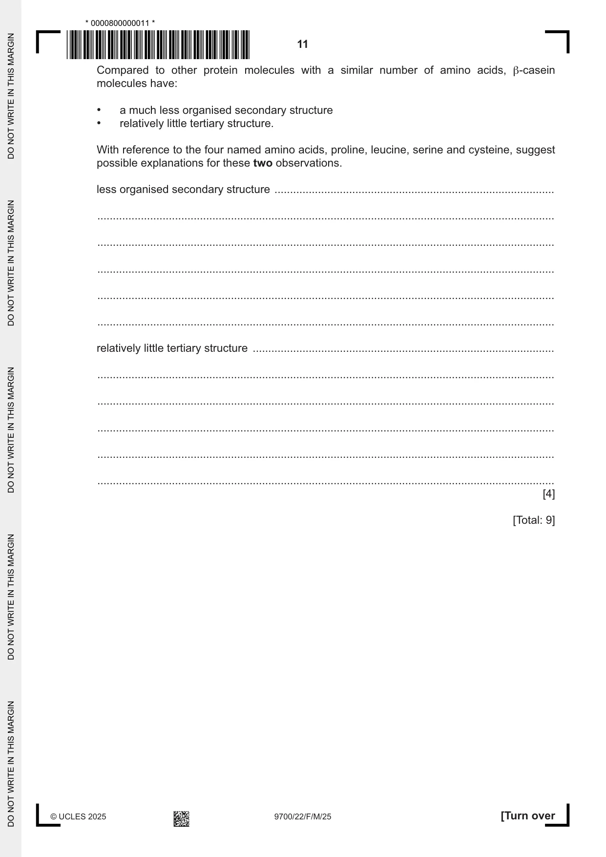 Cambridge A Level Biology 9700 2025 Feb/March Paper 2 · Variant 2 question paper, page 11 of 24