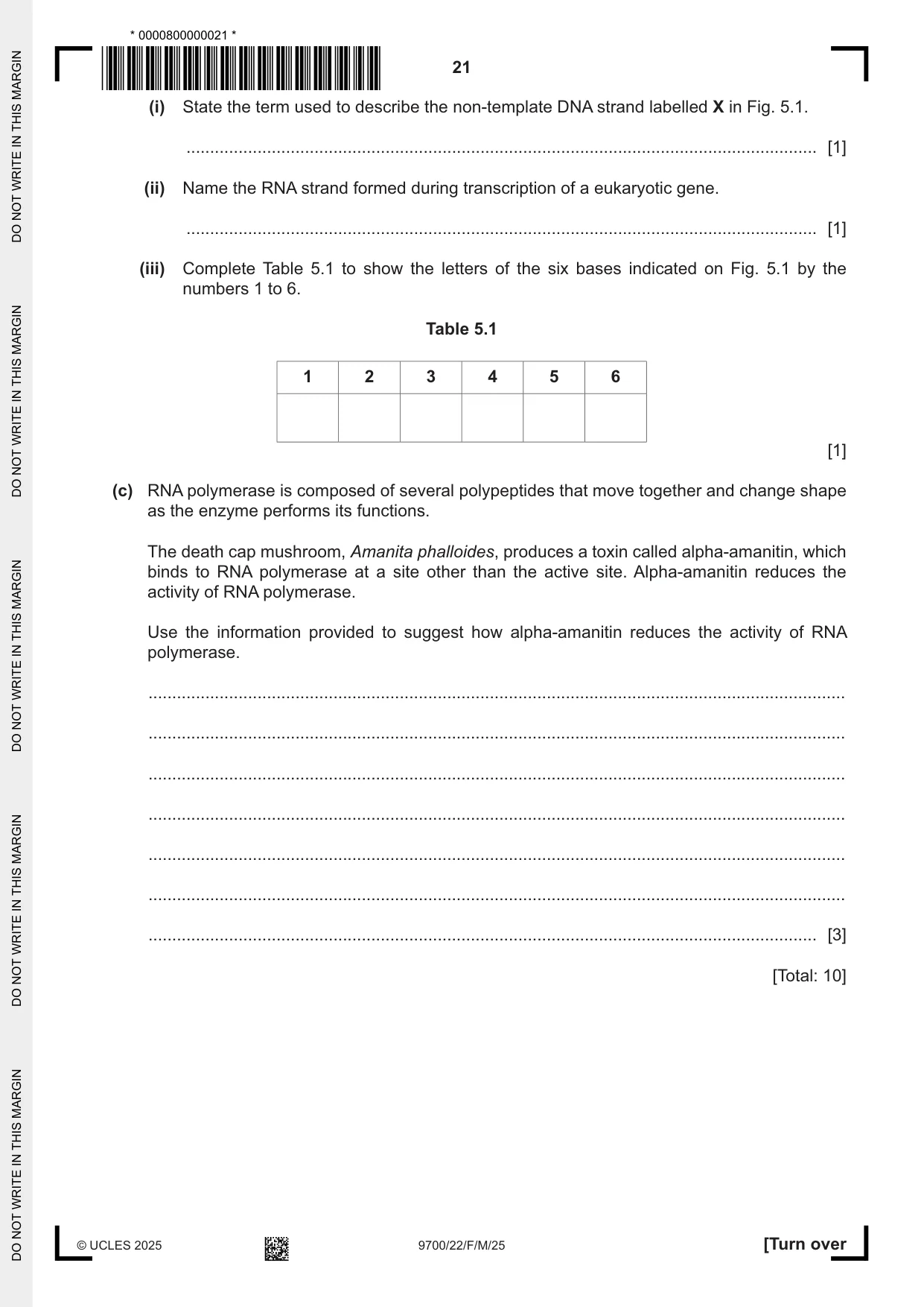 Cambridge A Level Biology 9700 2025 Feb/March Paper 2 · Variant 2 question paper, page 21 of 24