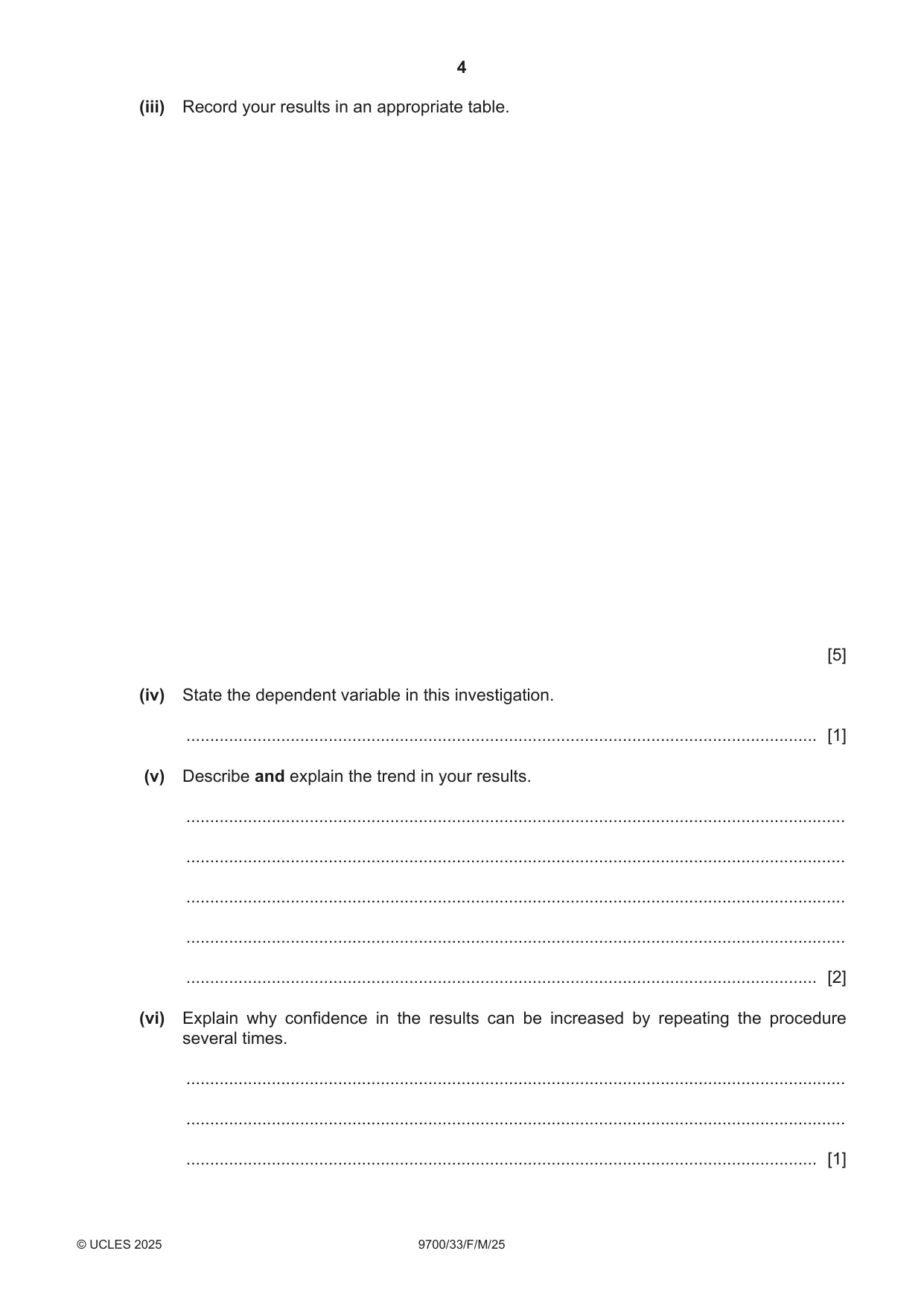 Cambridge A Level Biology 9700 2025 Feb/March Paper 3 · Variant 3 question paper, page 4 of 12