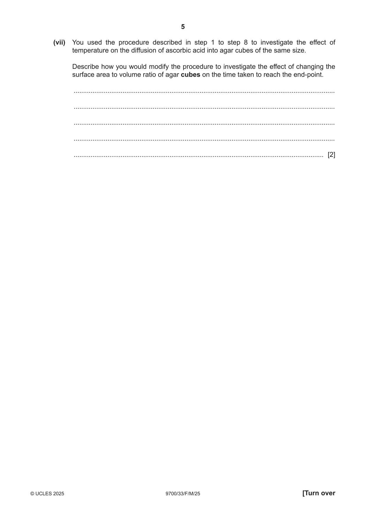 Cambridge A Level Biology 9700 2025 Feb/March Paper 3 · Variant 3 question paper, page 5 of 12
