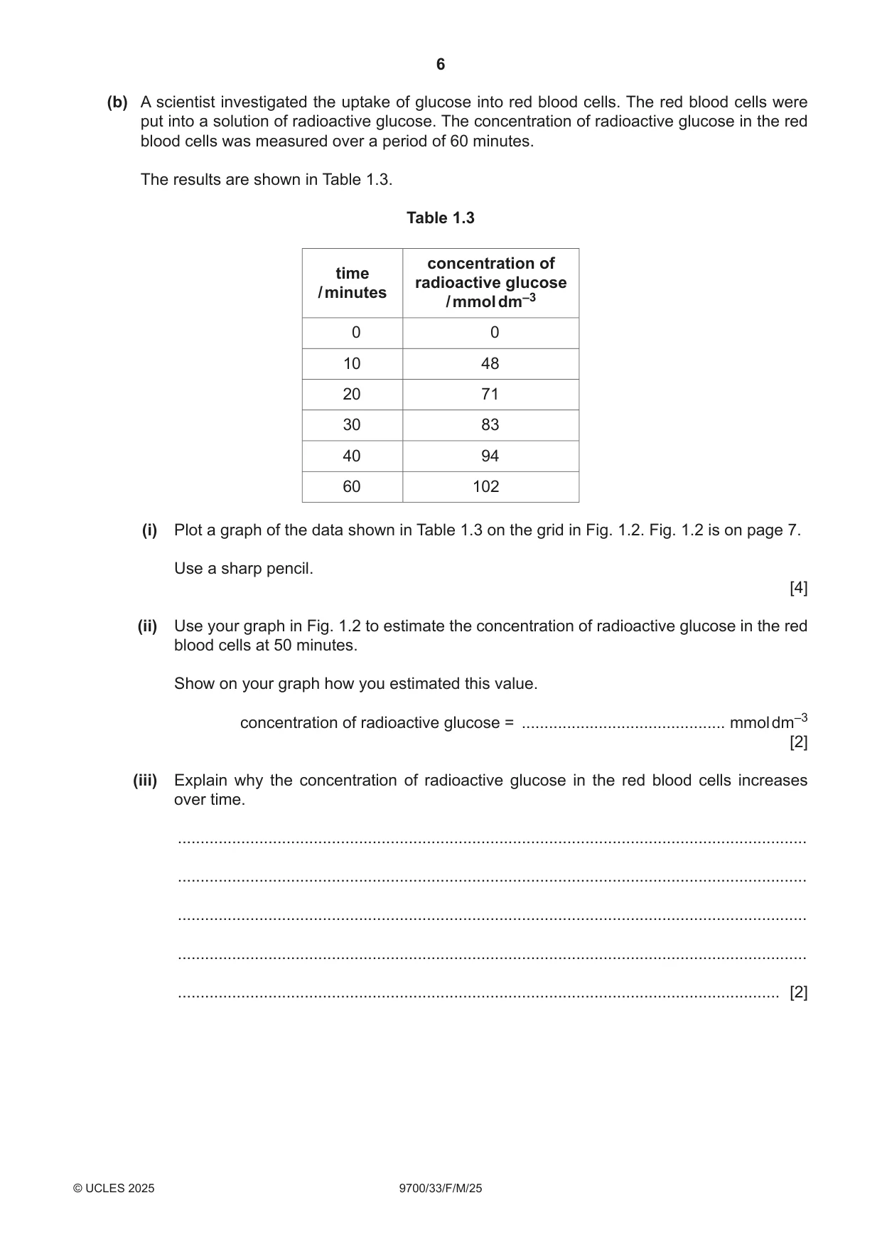 Cambridge A Level Biology 9700 2025 Feb/March Paper 3 · Variant 3 question paper, page 6 of 12