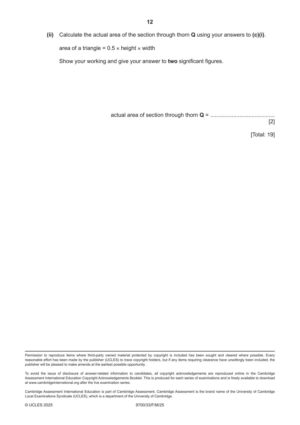 Cambridge A Level Biology 9700 2025 Feb/March Paper 3 · Variant 3 question paper, page 12 of 12