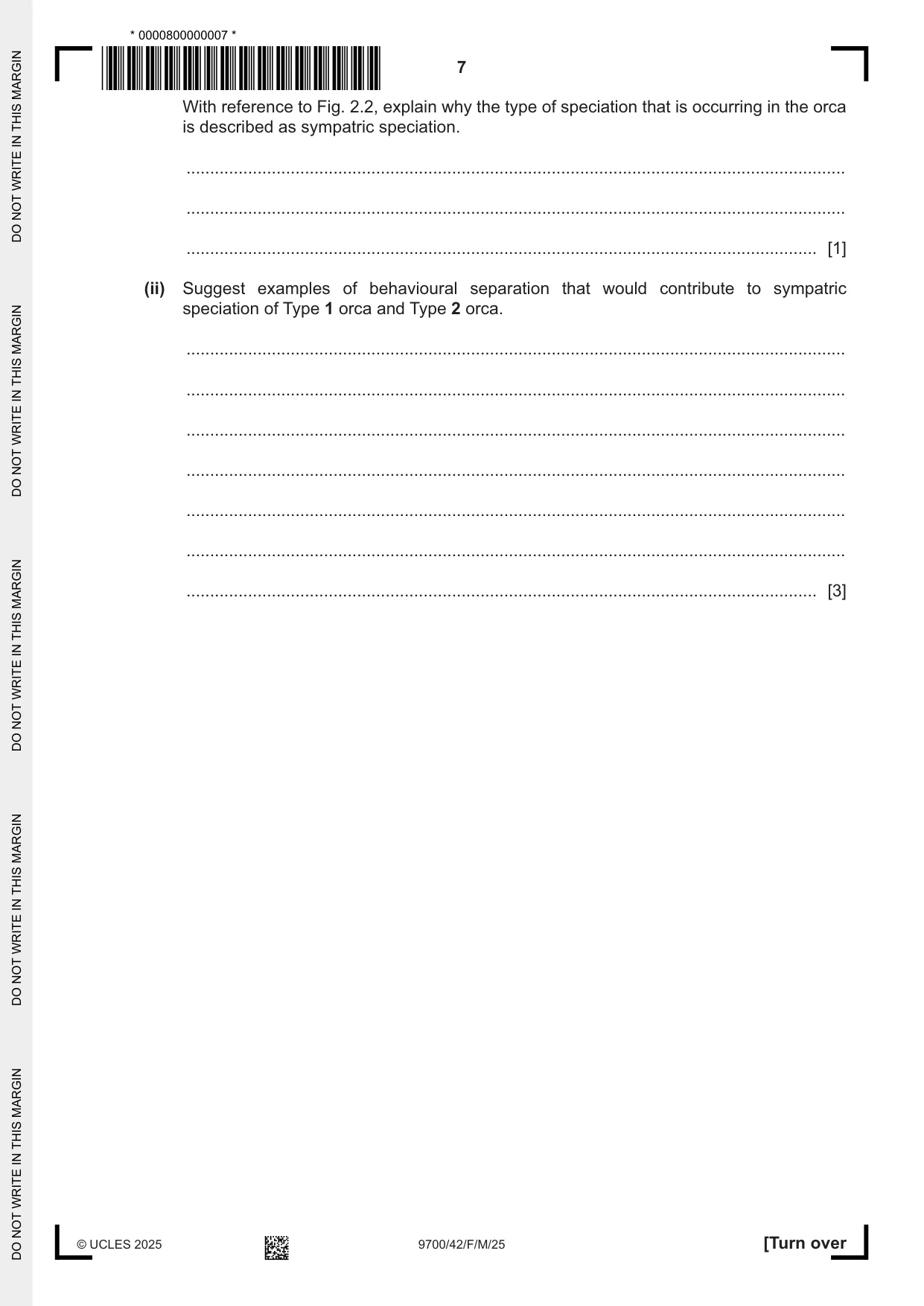 Cambridge A Level Biology 9700 2025 Feb/March Paper 4 · Variant 2 question paper, page 7 of 32