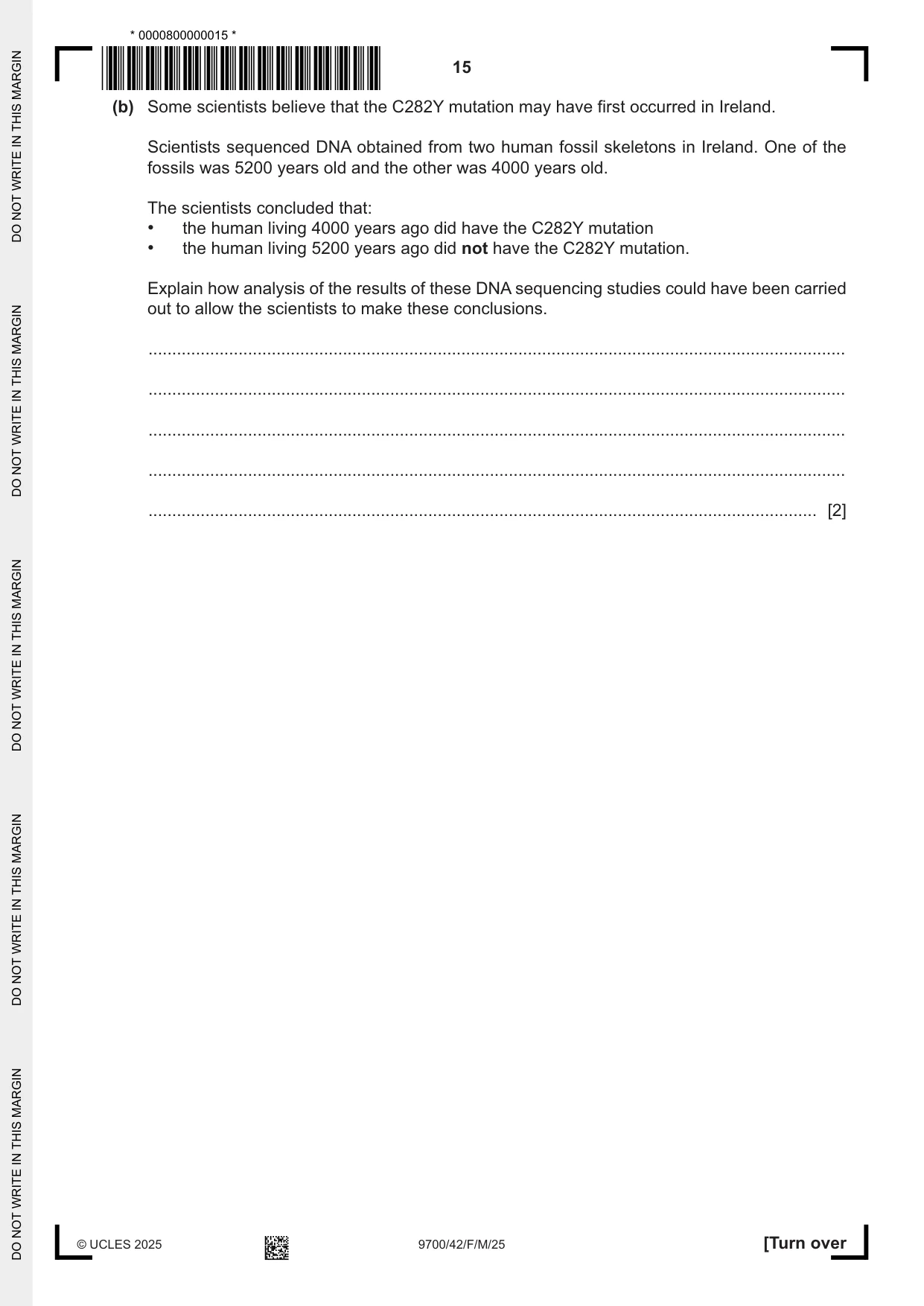 Cambridge A Level Biology 9700 2025 Feb/March Paper 4 · Variant 2 question paper, page 15 of 32