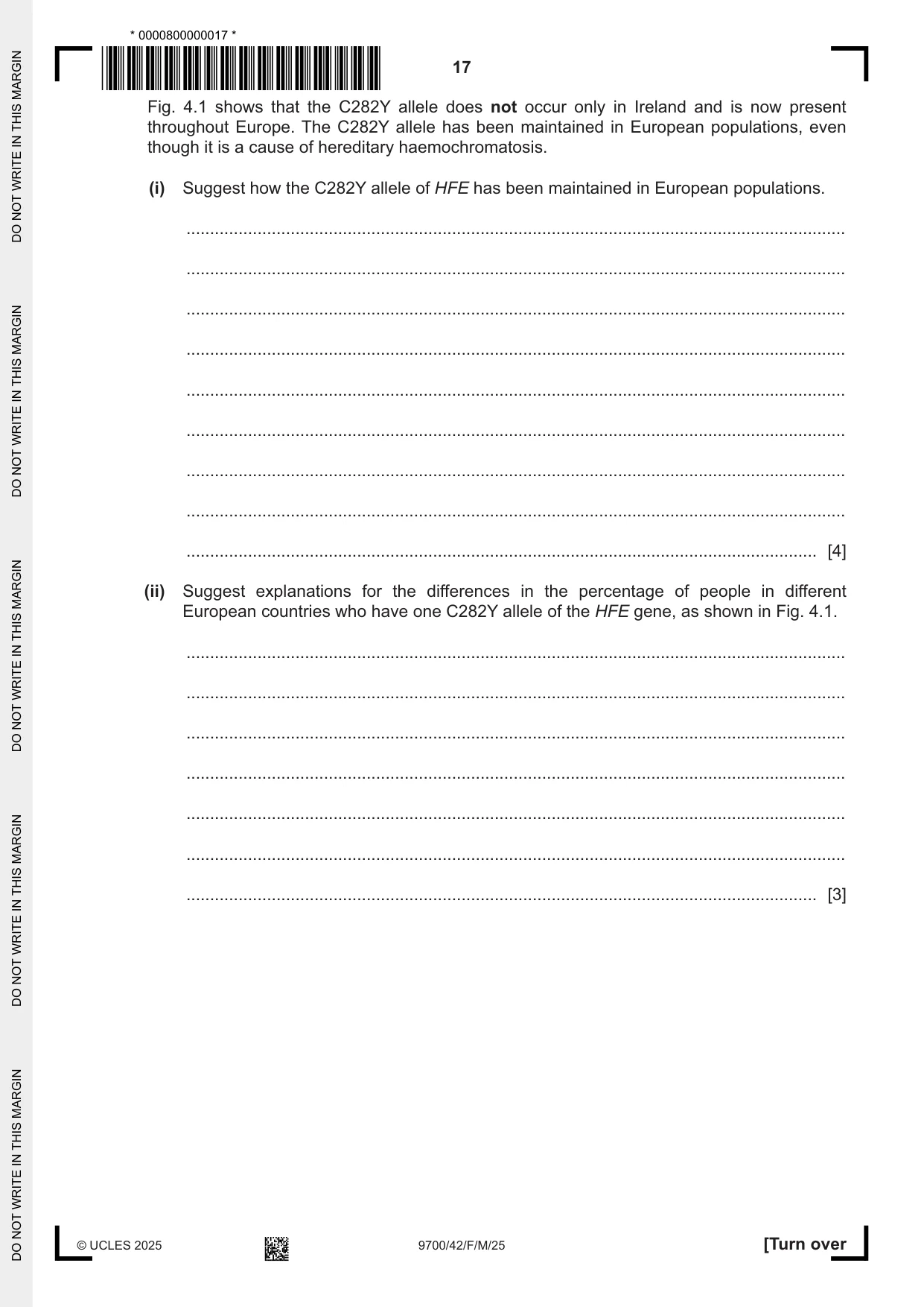 Cambridge A Level Biology 9700 2025 Feb/March Paper 4 · Variant 2 question paper, page 17 of 32