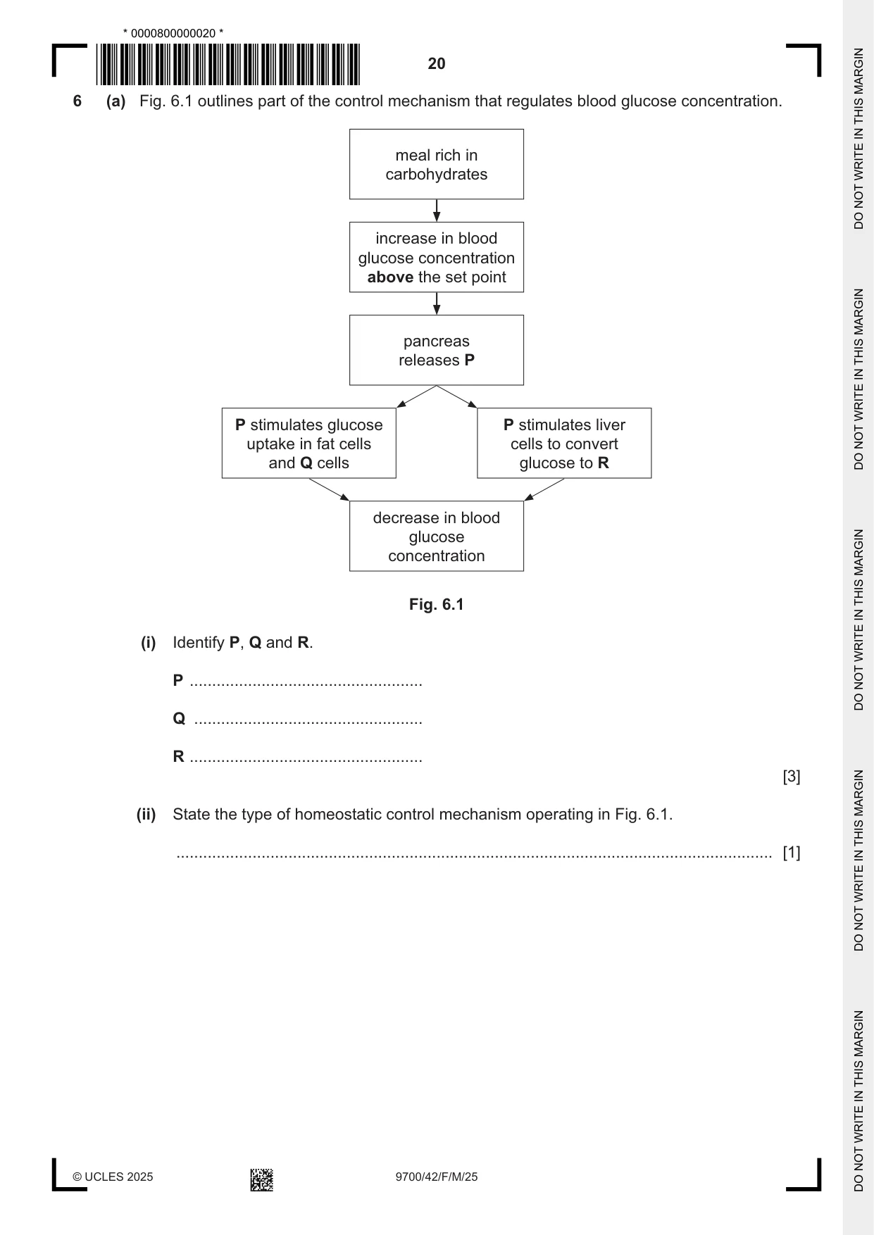 Cambridge A Level Biology 9700 2025 Feb/March Paper 4 · Variant 2 question paper, page 20 of 32