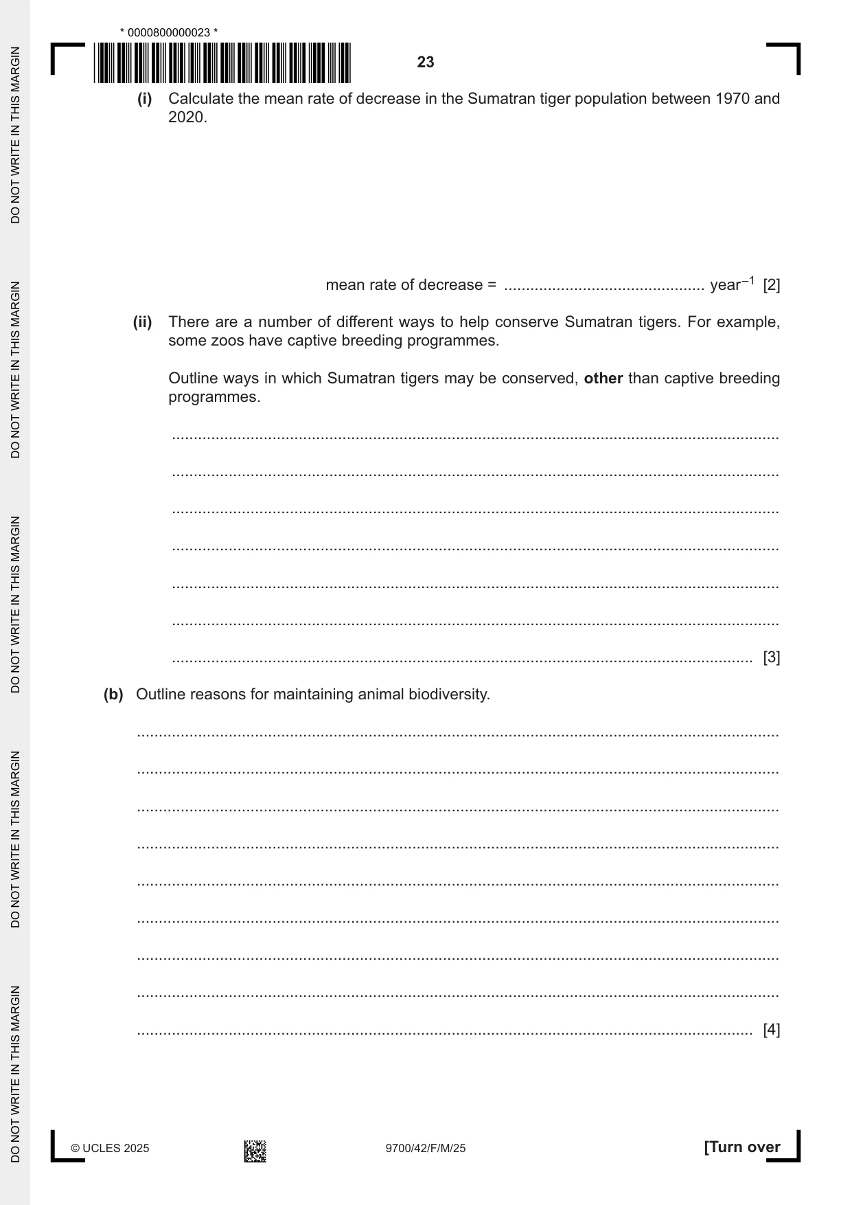 Cambridge A Level Biology 9700 2025 Feb/March Paper 4 · Variant 2 question paper, page 23 of 32