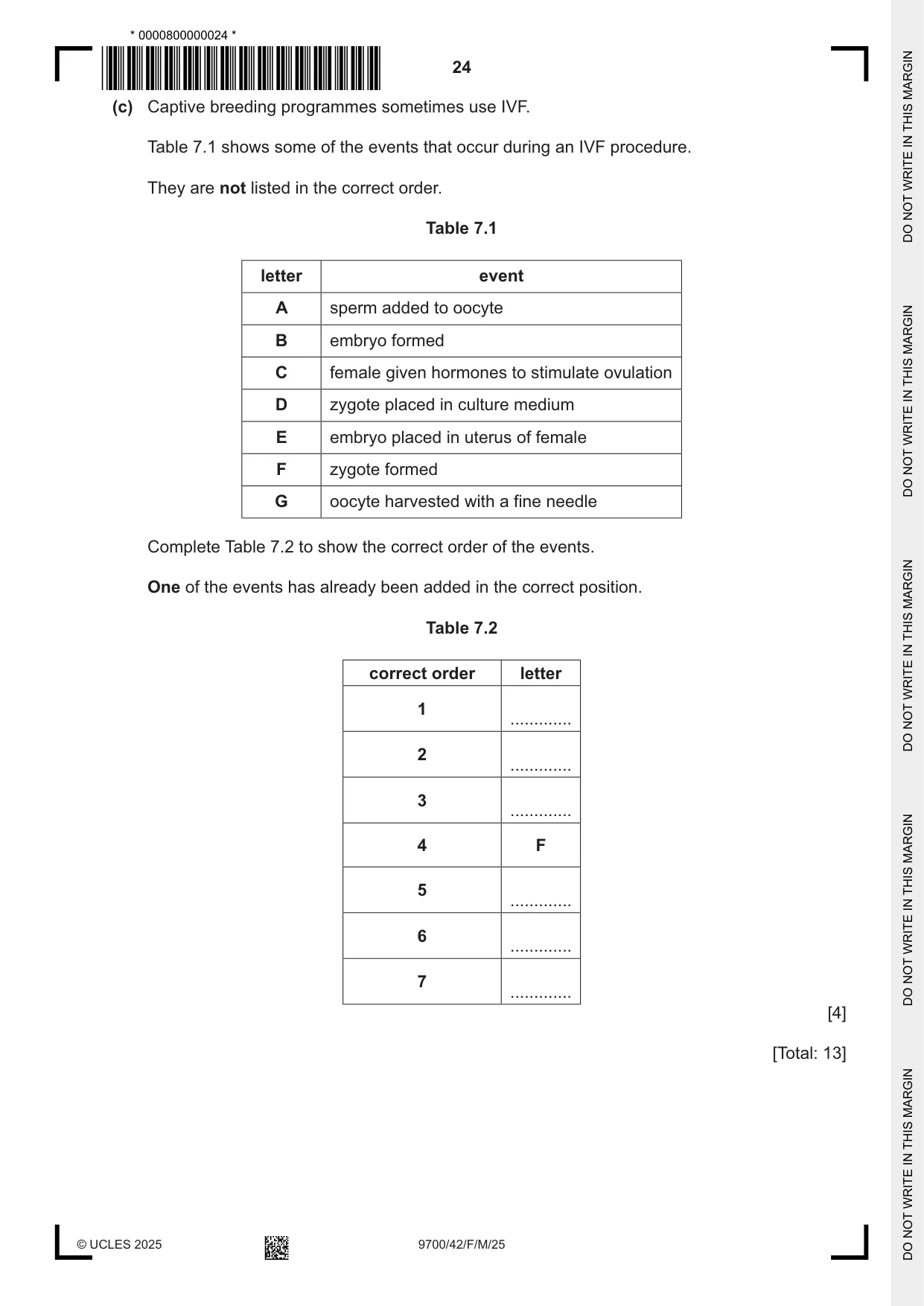 Cambridge A Level Biology 9700 2025 Feb/March Paper 4 · Variant 2 question paper, page 24 of 32