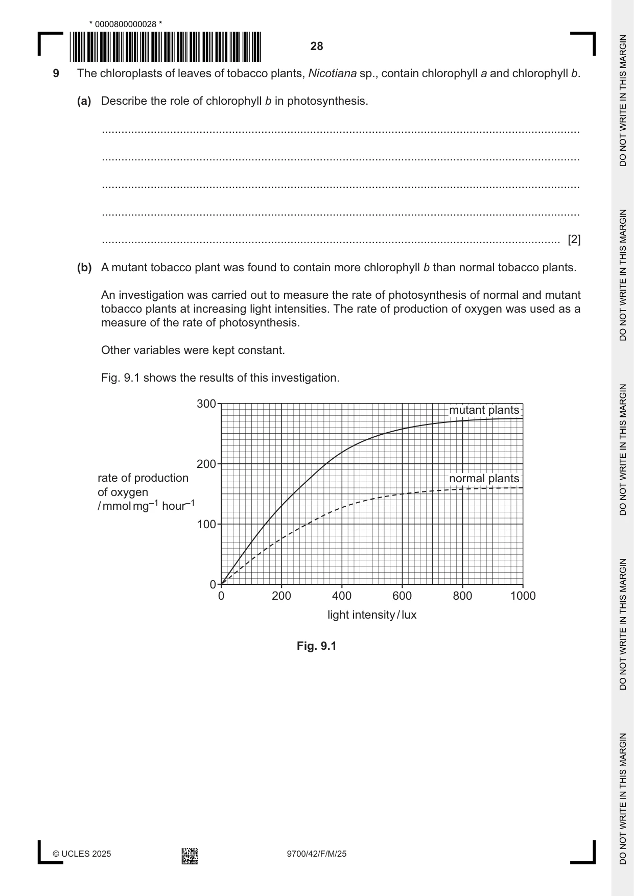 Cambridge A Level Biology 9700 2025 Feb/March Paper 4 · Variant 2 question paper, page 28 of 32