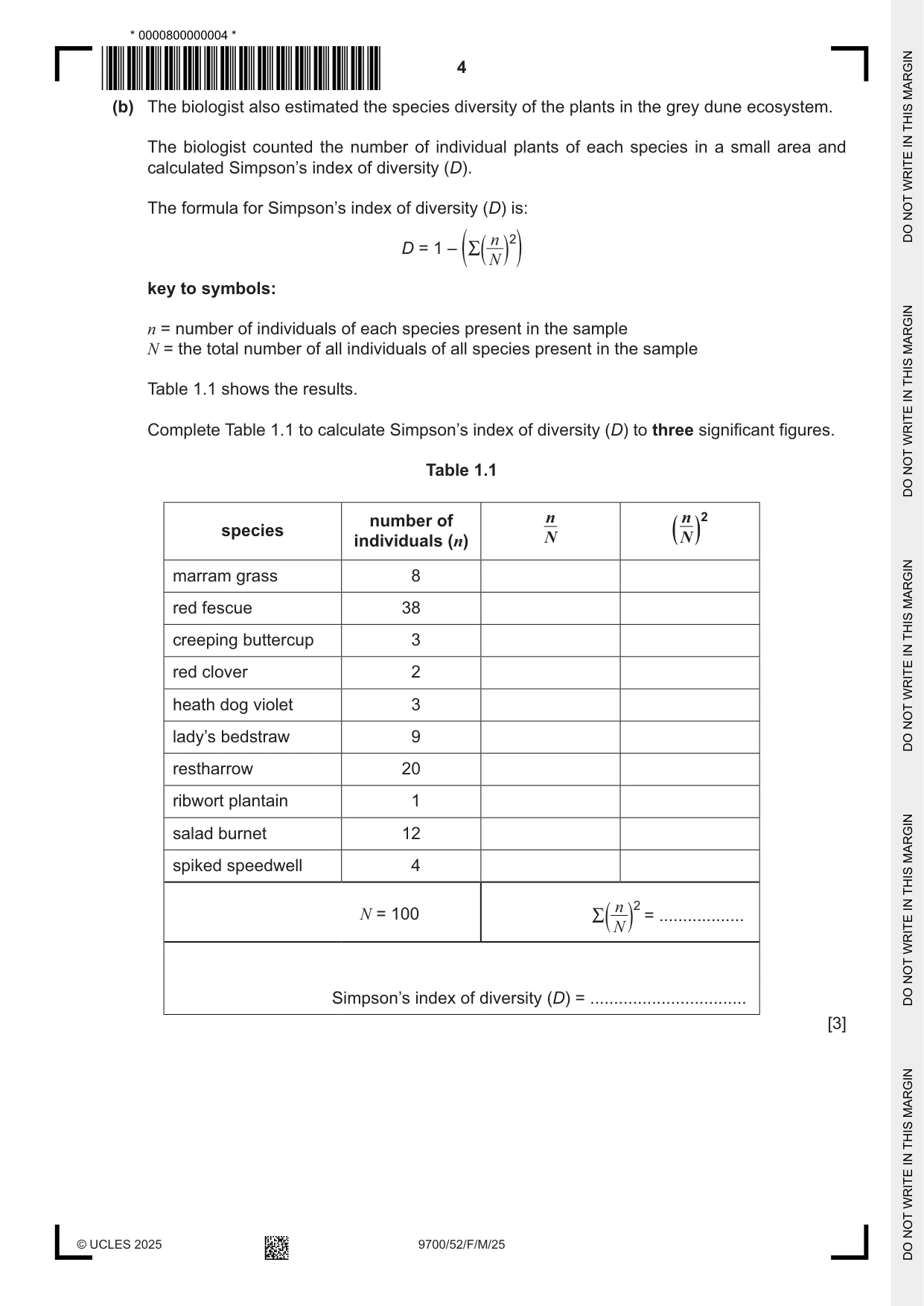 Cambridge A Level Biology 9700 2025 Feb/March Paper 5 · Variant 2 question paper, page 4 of 16
