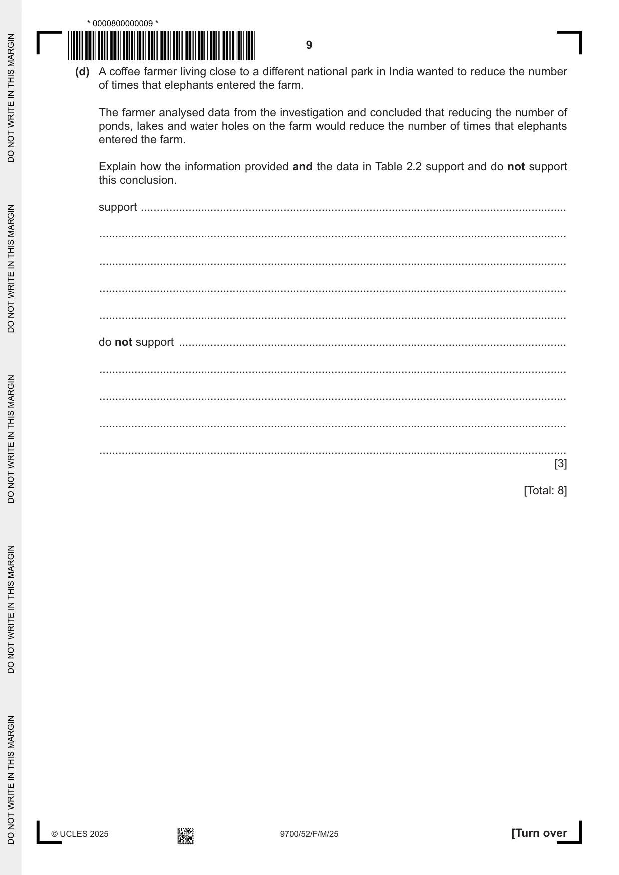 Cambridge A Level Biology 9700 2025 Feb/March Paper 5 · Variant 2 question paper, page 9 of 16