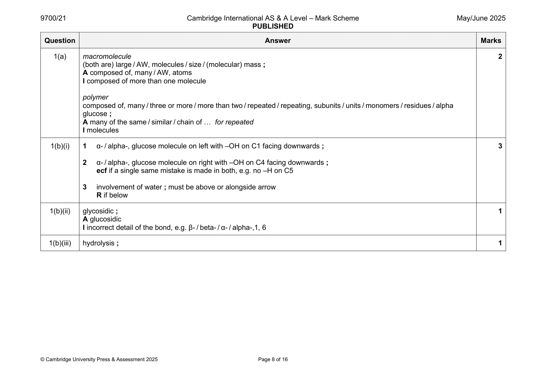 Mark scheme, page 8 of 16