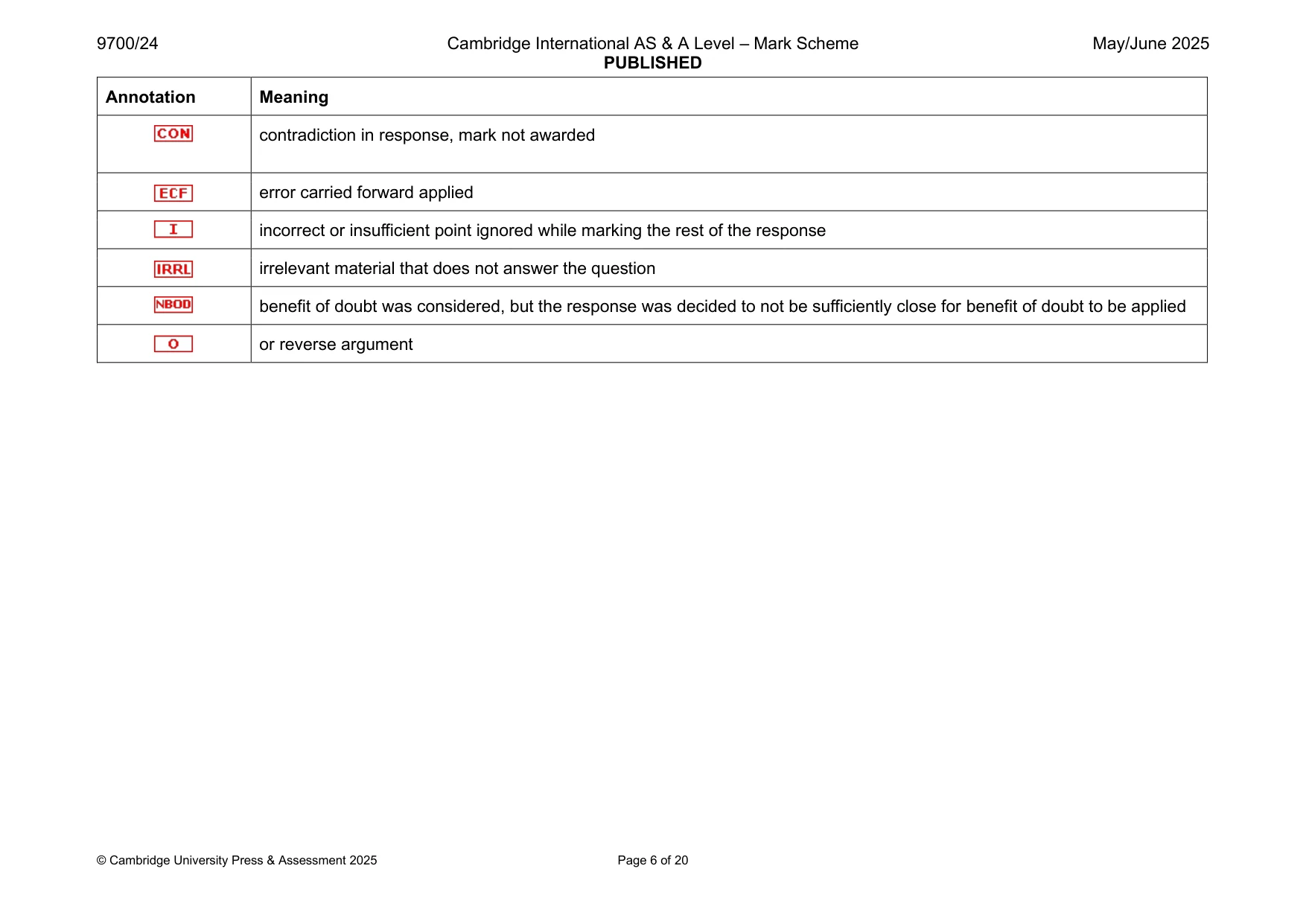 Mark scheme, page 6 of 20