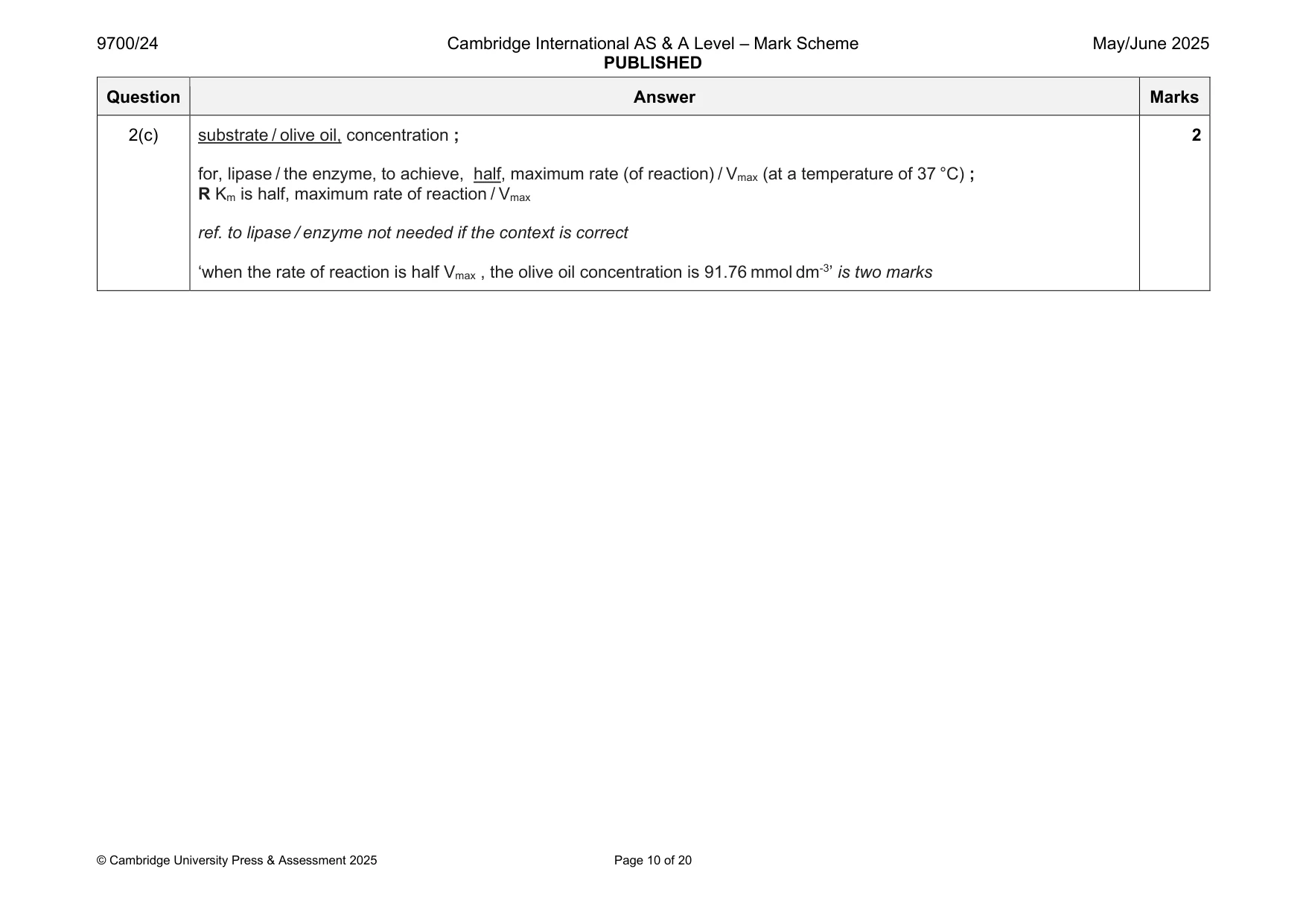 Mark scheme, page 10 of 20