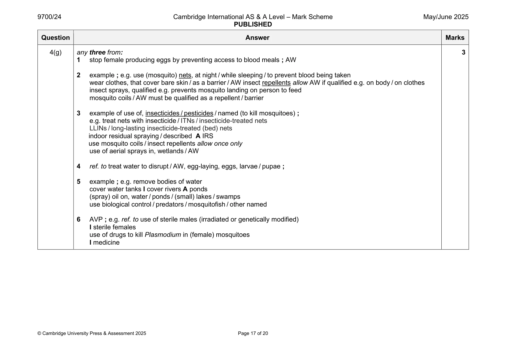 Mark scheme, page 17 of 20