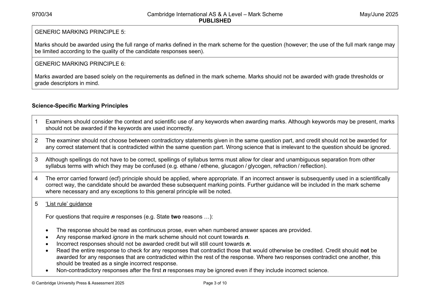 Mark scheme, page 3 of 10
