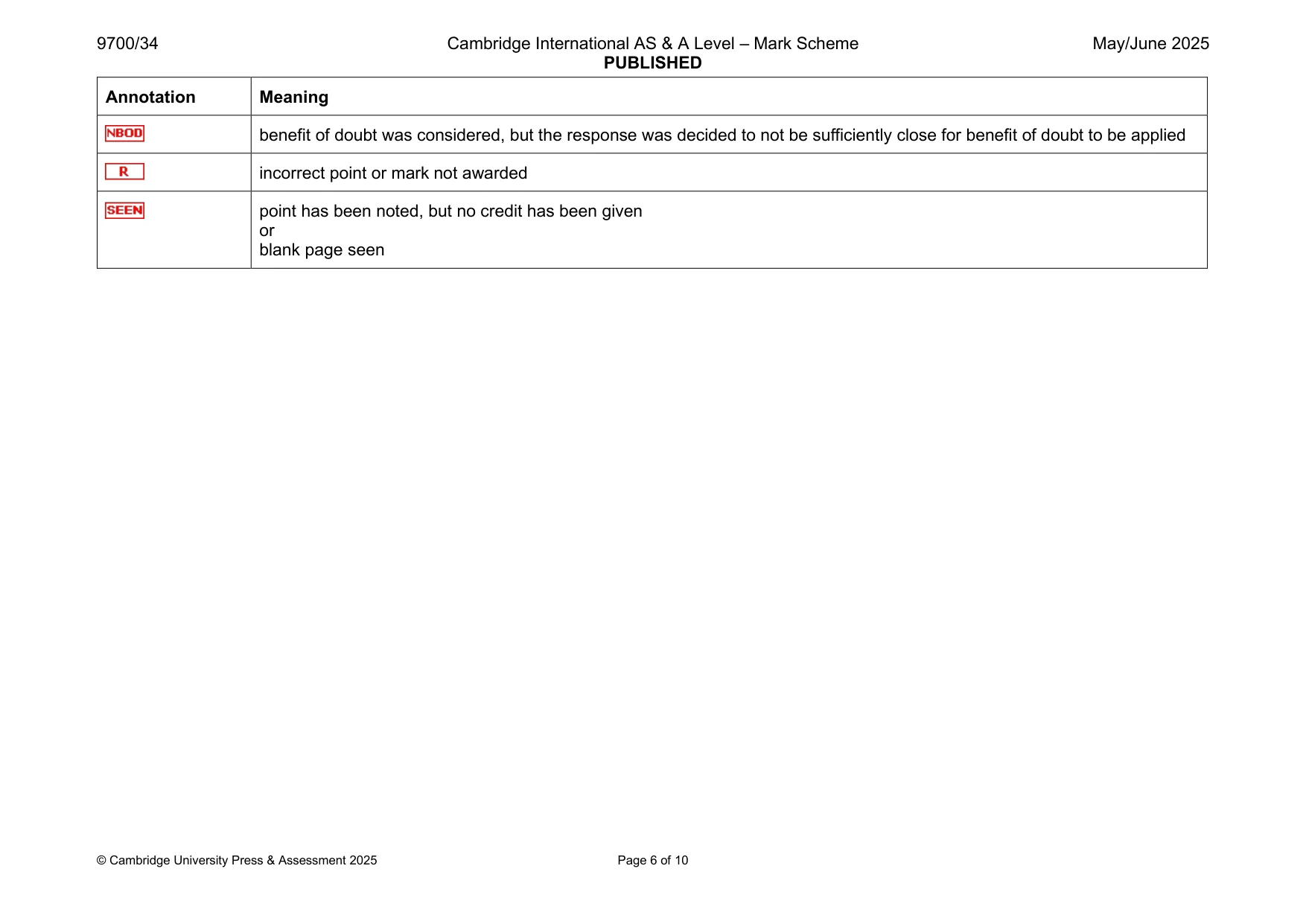 Mark scheme, page 6 of 10