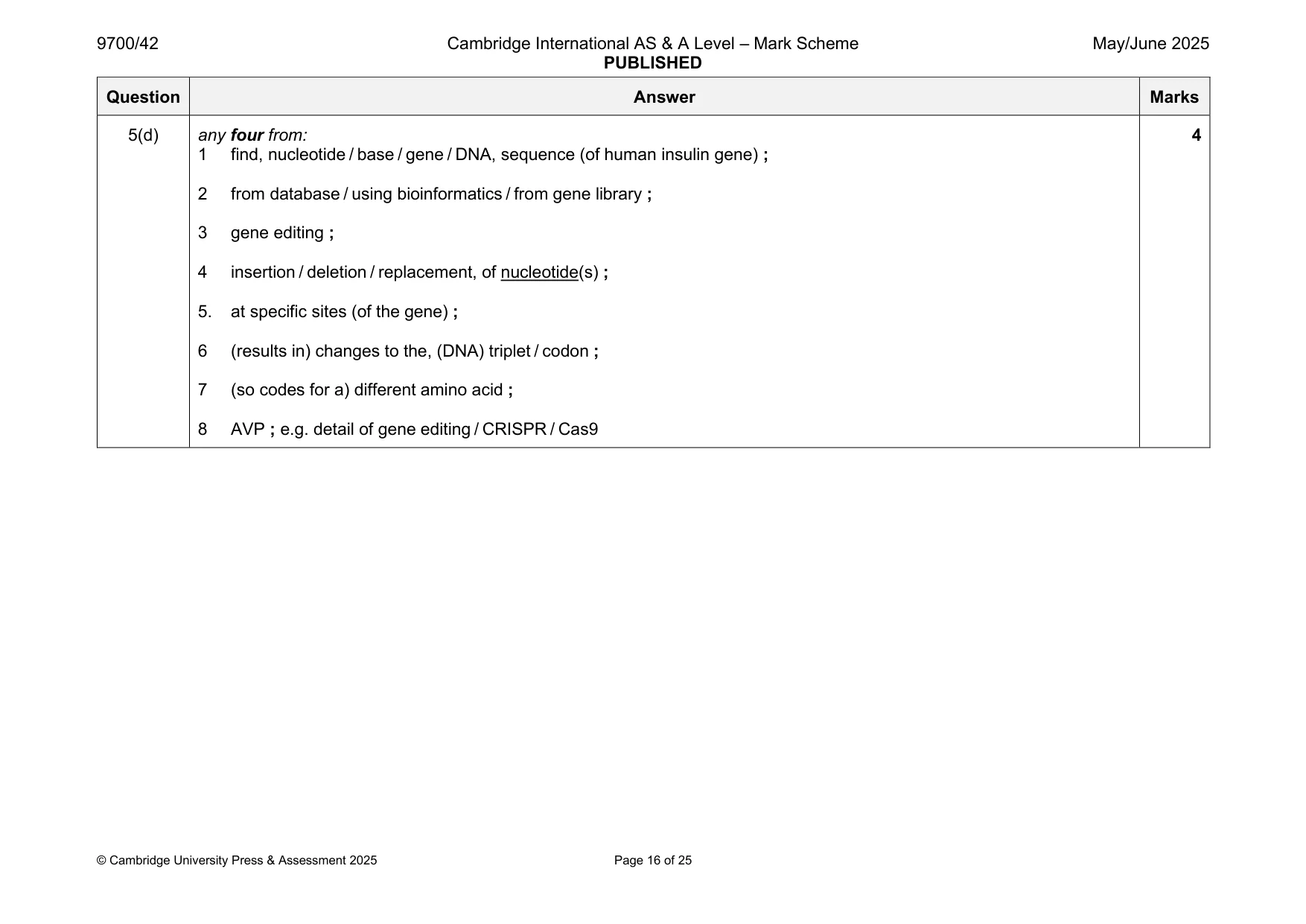 Mark scheme, page 16 of 25