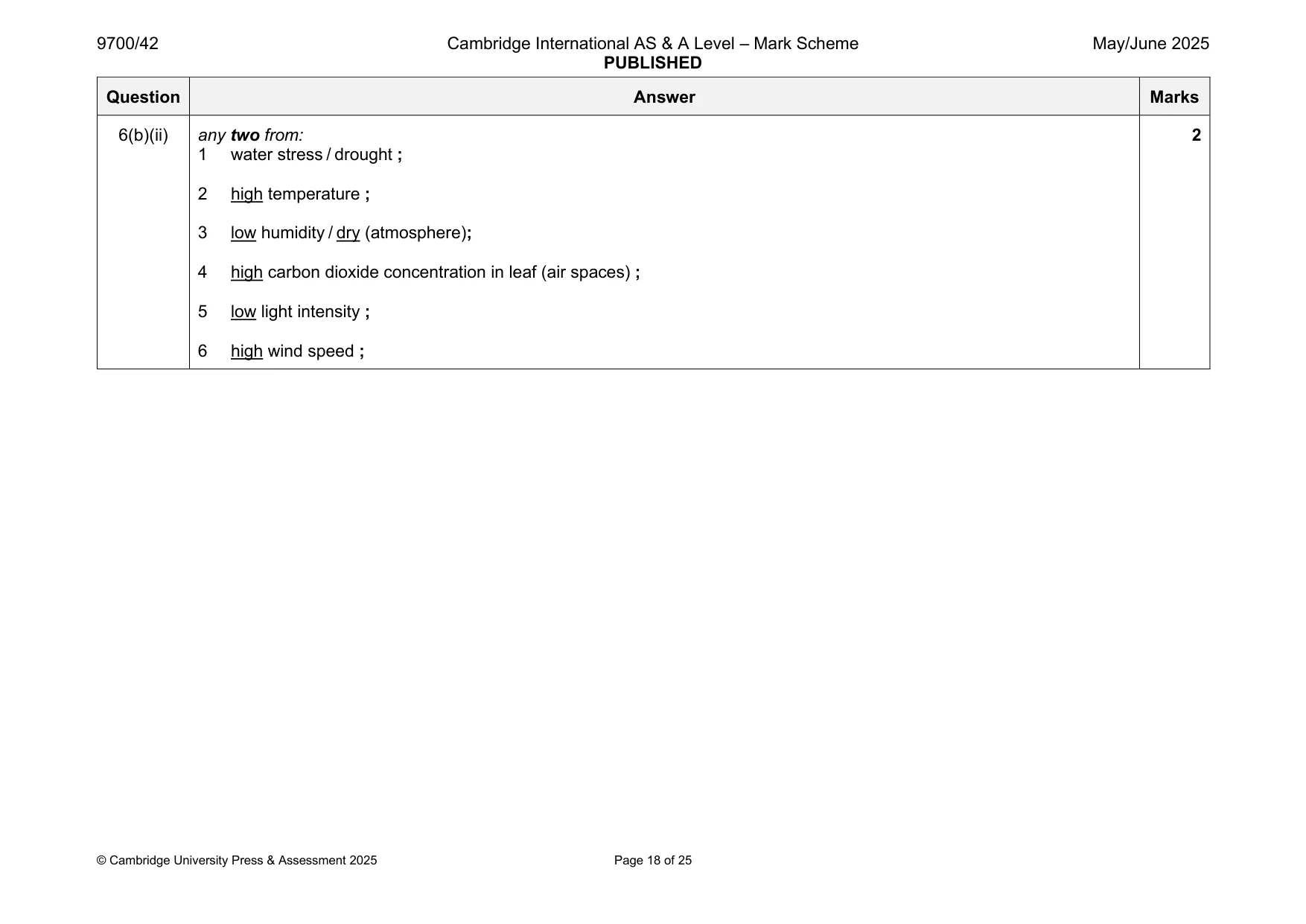 Mark scheme, page 18 of 25