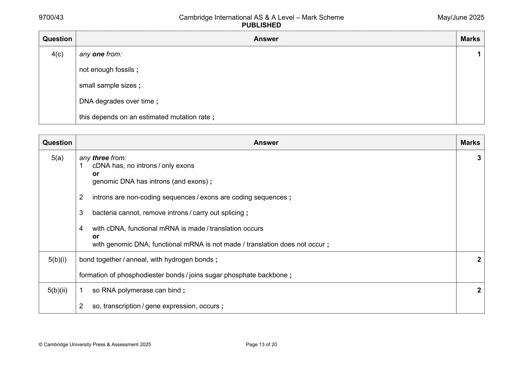 Mark scheme, page 13 of 20