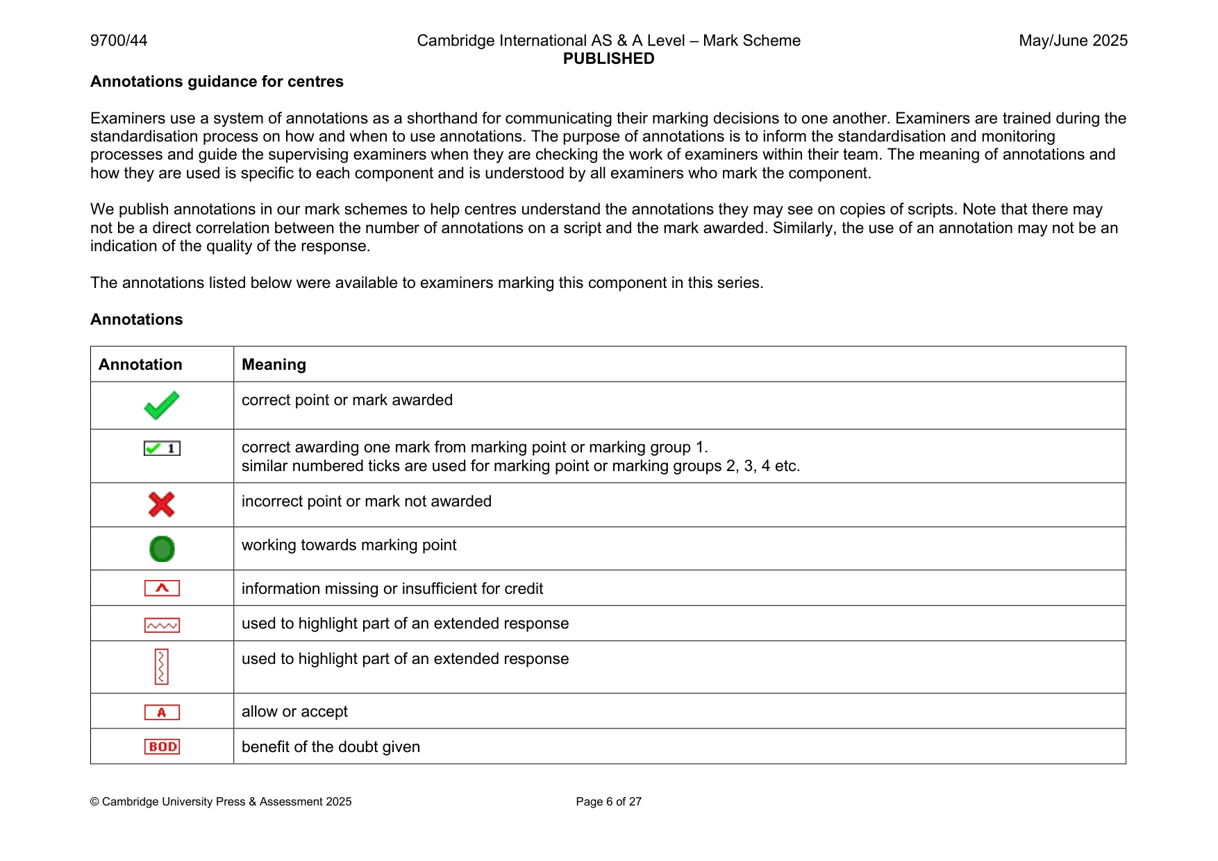 Mark scheme, page 6 of 27