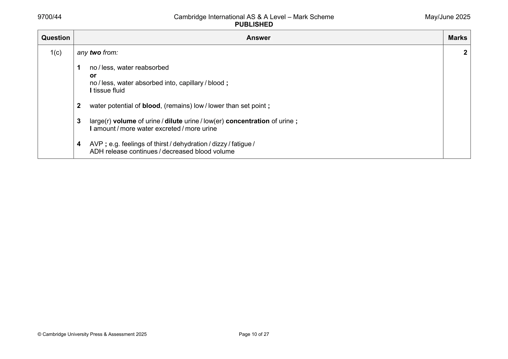 Mark scheme, page 10 of 27