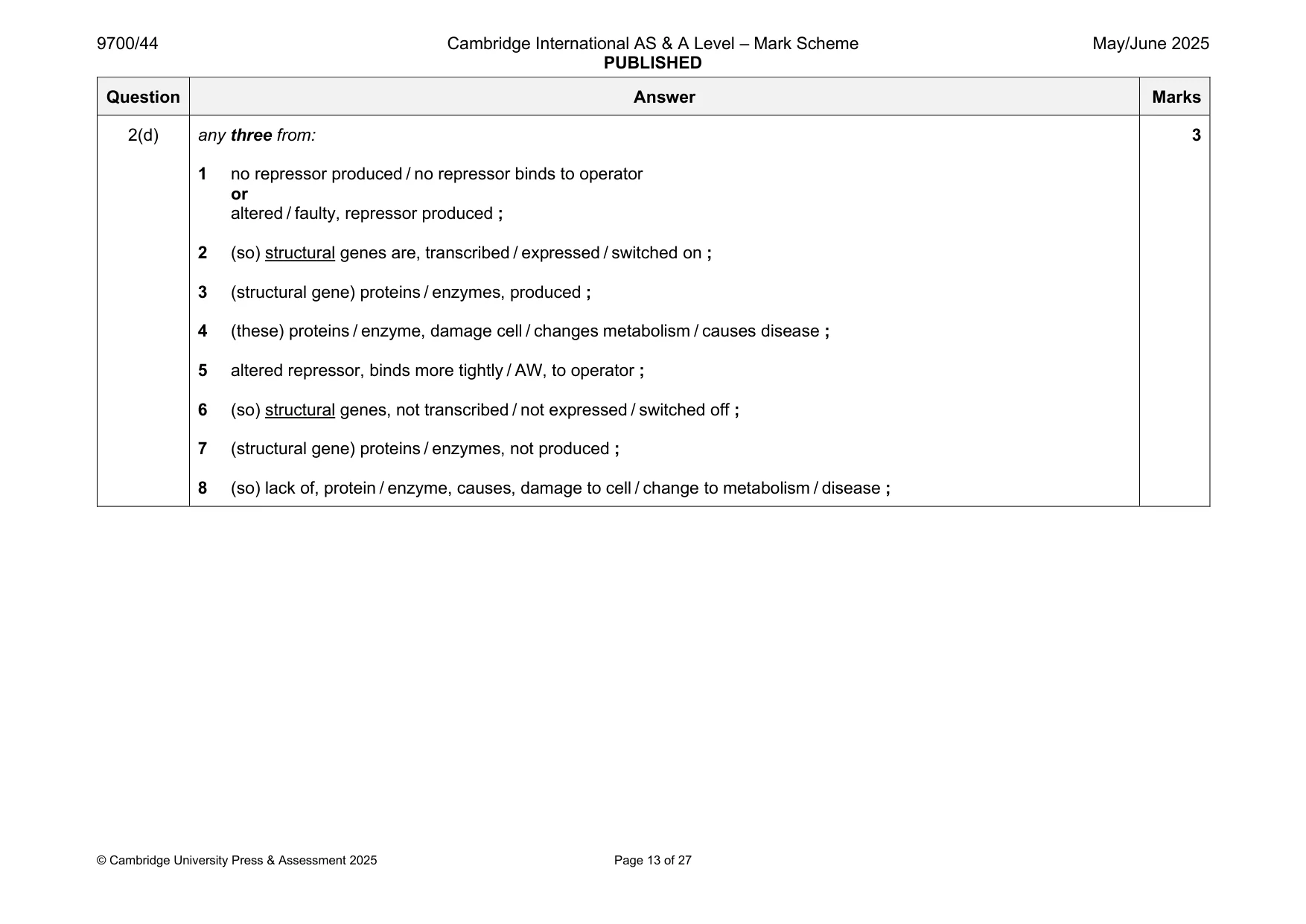 Mark scheme, page 13 of 27