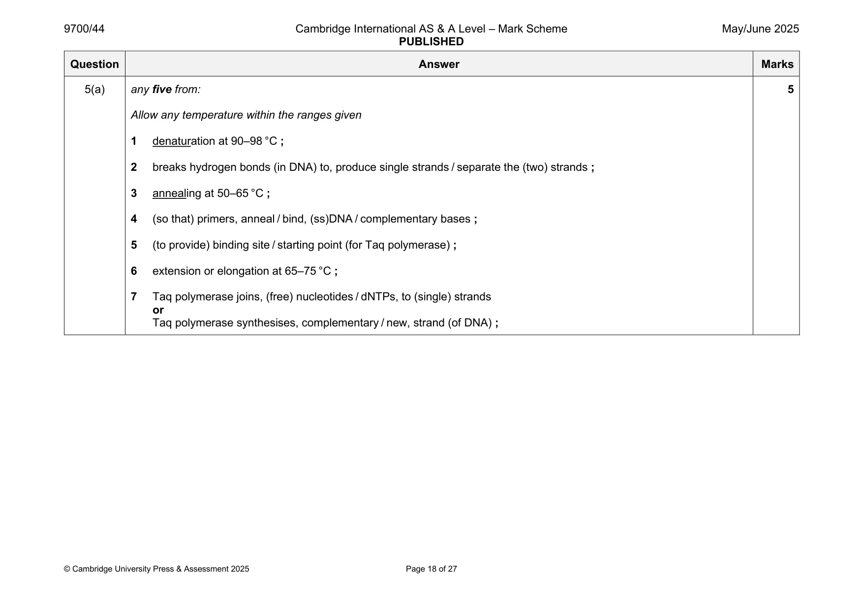 Mark scheme, page 18 of 27