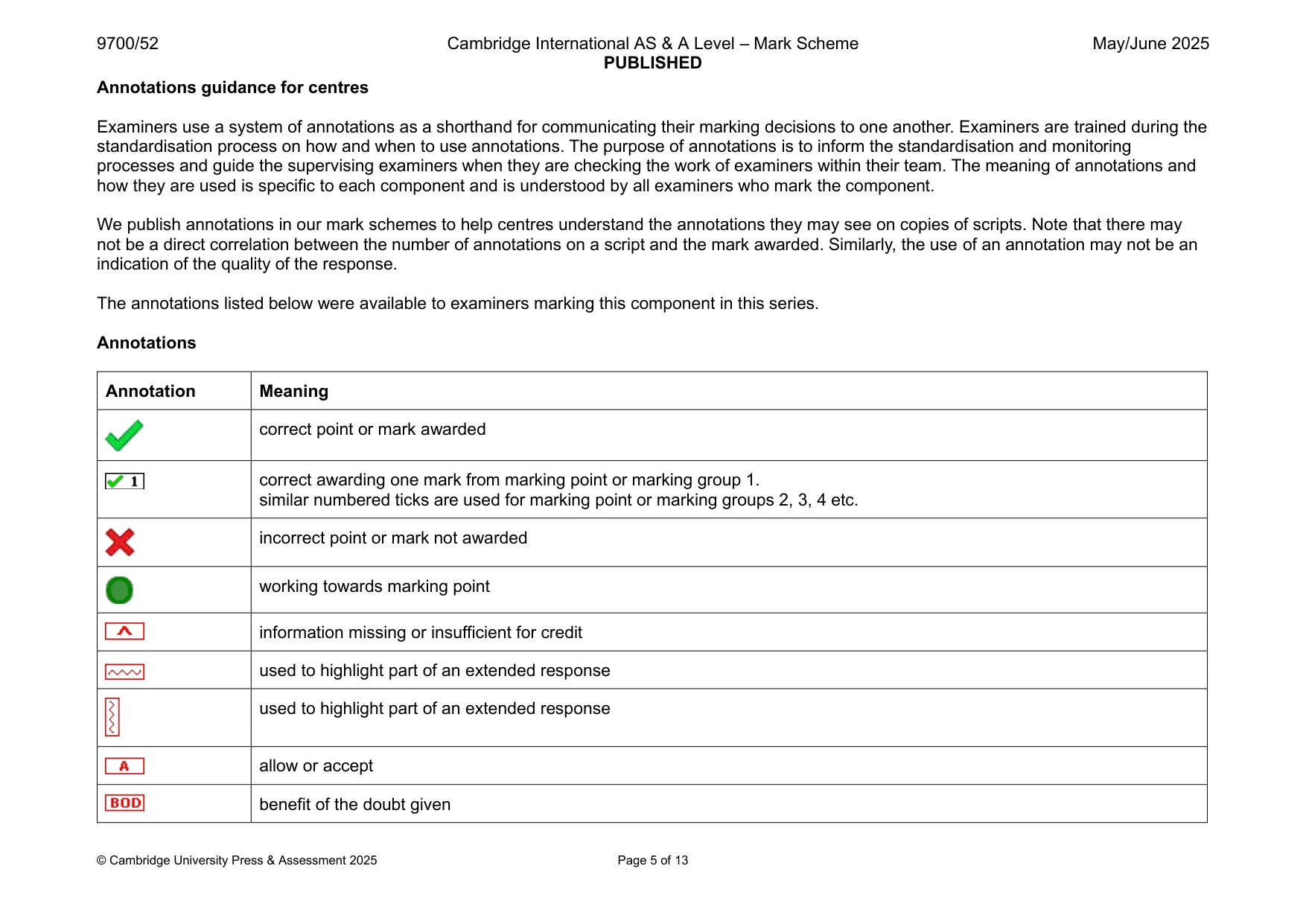 Mark scheme, page 5 of 13