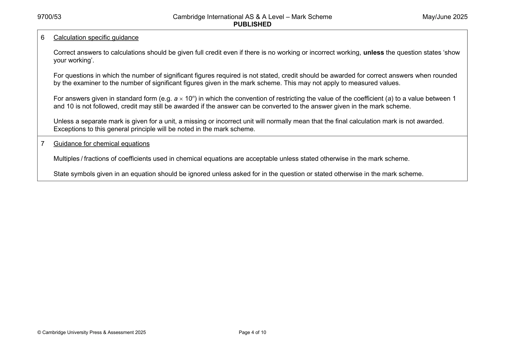 Mark scheme, page 4 of 10