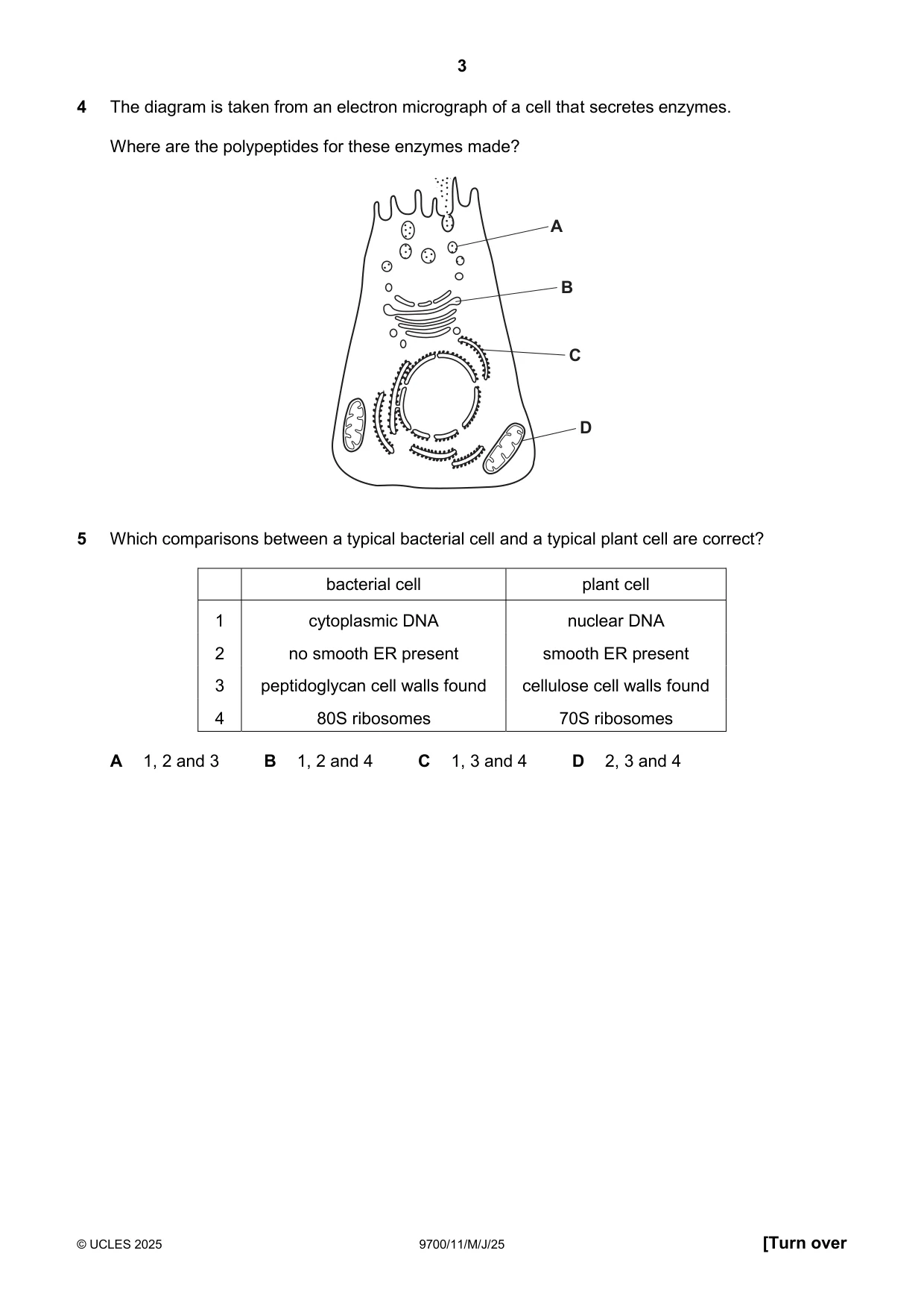 Cambridge A Level Biology 9700 2025 May/June Paper 1 · Variant 1 question paper, page 3 of 16