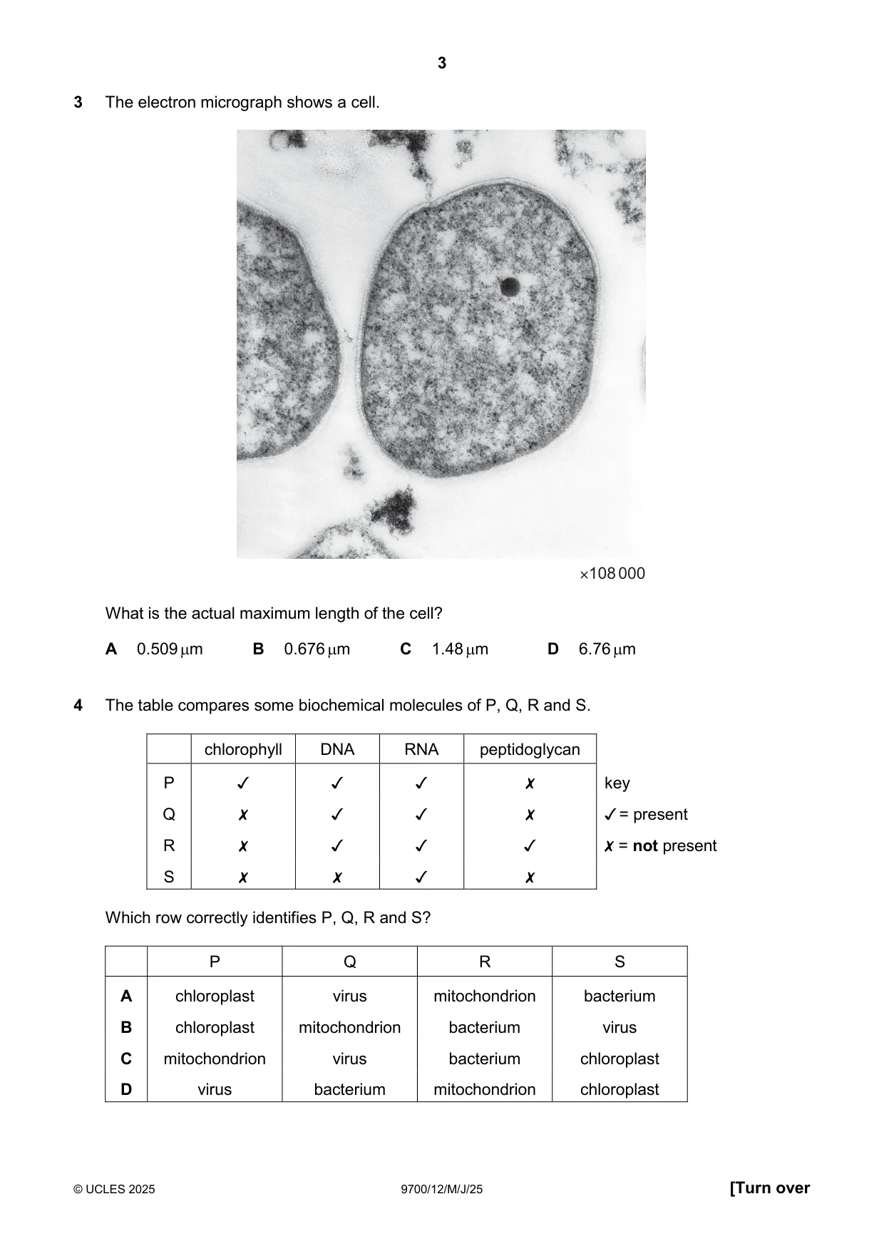 Cambridge A Level Biology 9700 2025 May/June Paper 1 · Variant 2 question paper, page 3 of 20