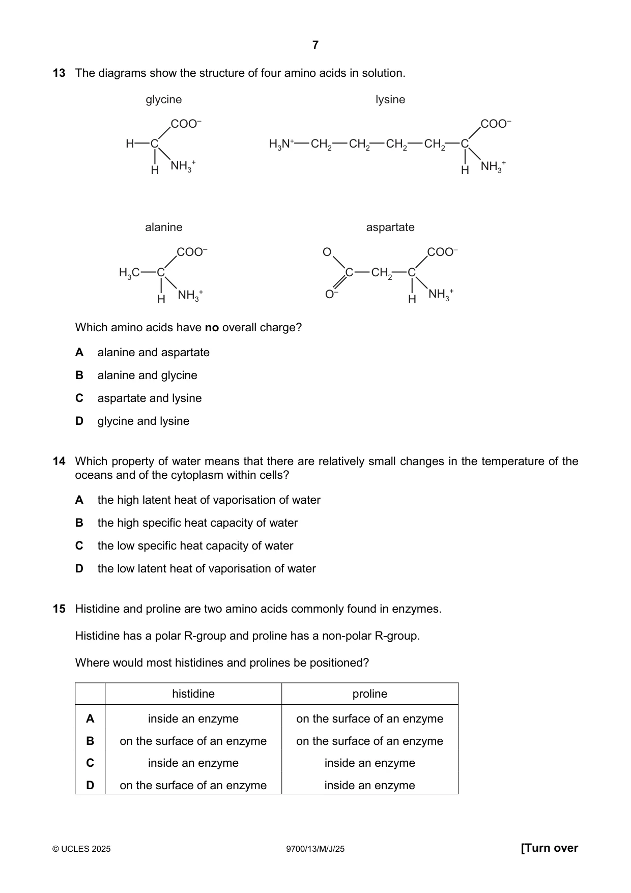 Cambridge A Level Biology 9700 2025 May/June Paper 1 · Variant 3 question paper, page 7 of 20